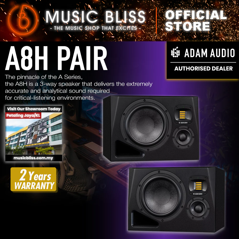 ADAM Audio A8H 8-inch 3-way Powered Studio Monitor (Left & Right/A+B)