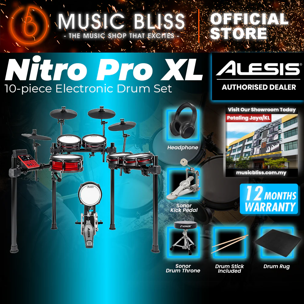 Alesis Nitro Pro XL 10-Piece Electronic Drum Kit With Mesh Heads & Bluetooth - Image 3