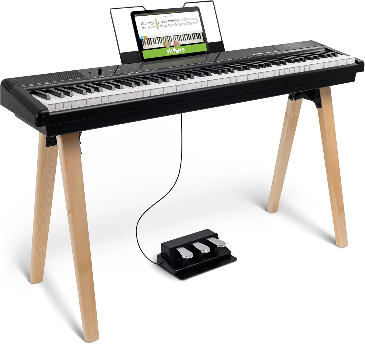 Alesis Recital Home 88-Key Contemporary Home Digital Piano with Wooden Stand - Black - Image 5