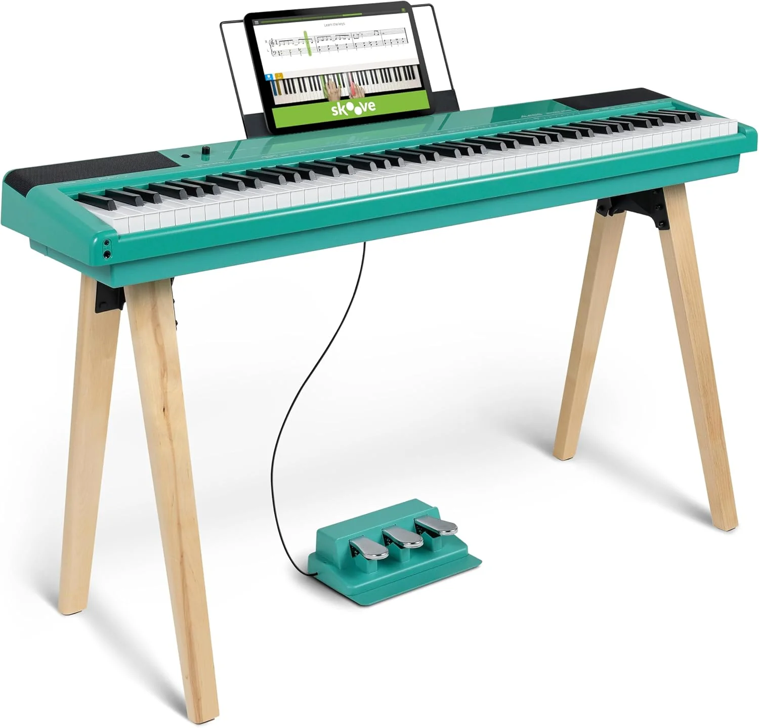 Alesis Recital Home 88-Key Digital Piano with Wooden Stand - Turquoise - Image 6