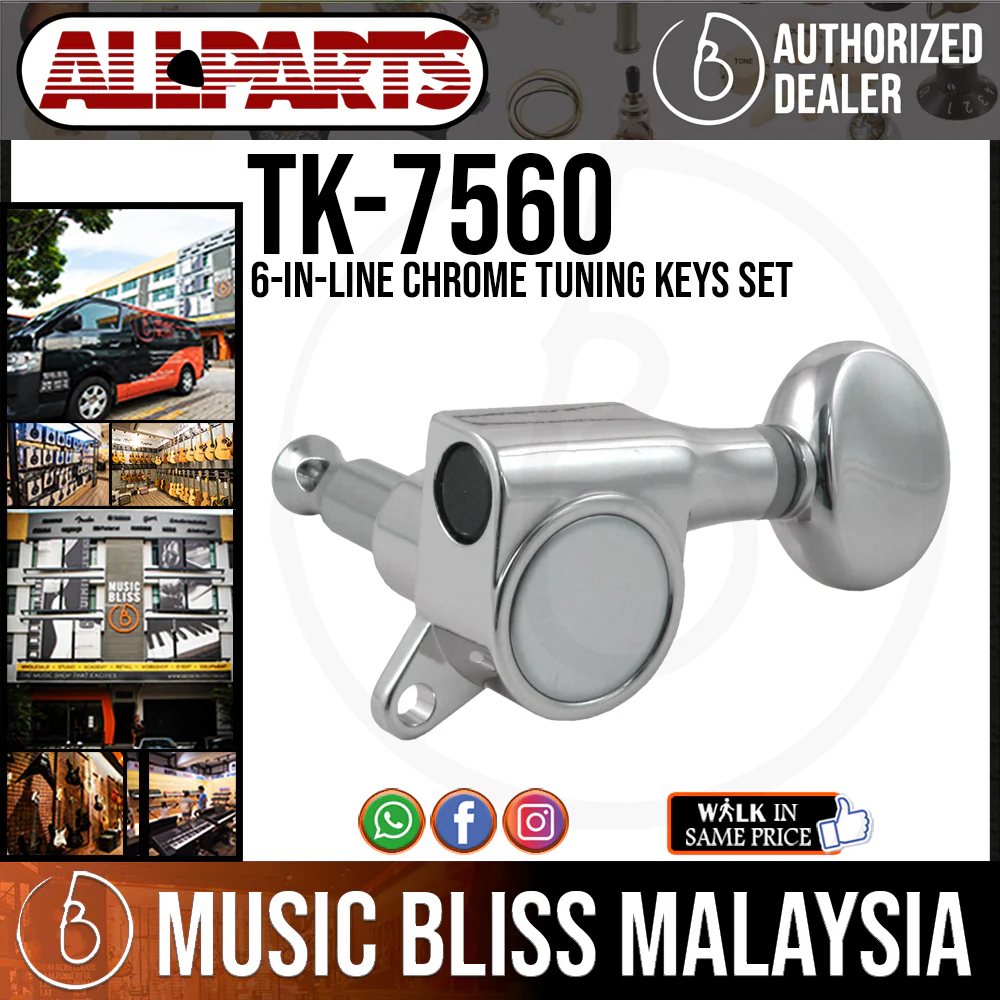 ALLPARTS TK-7560-010 6-in-line Chrome Tuning Keys Set
