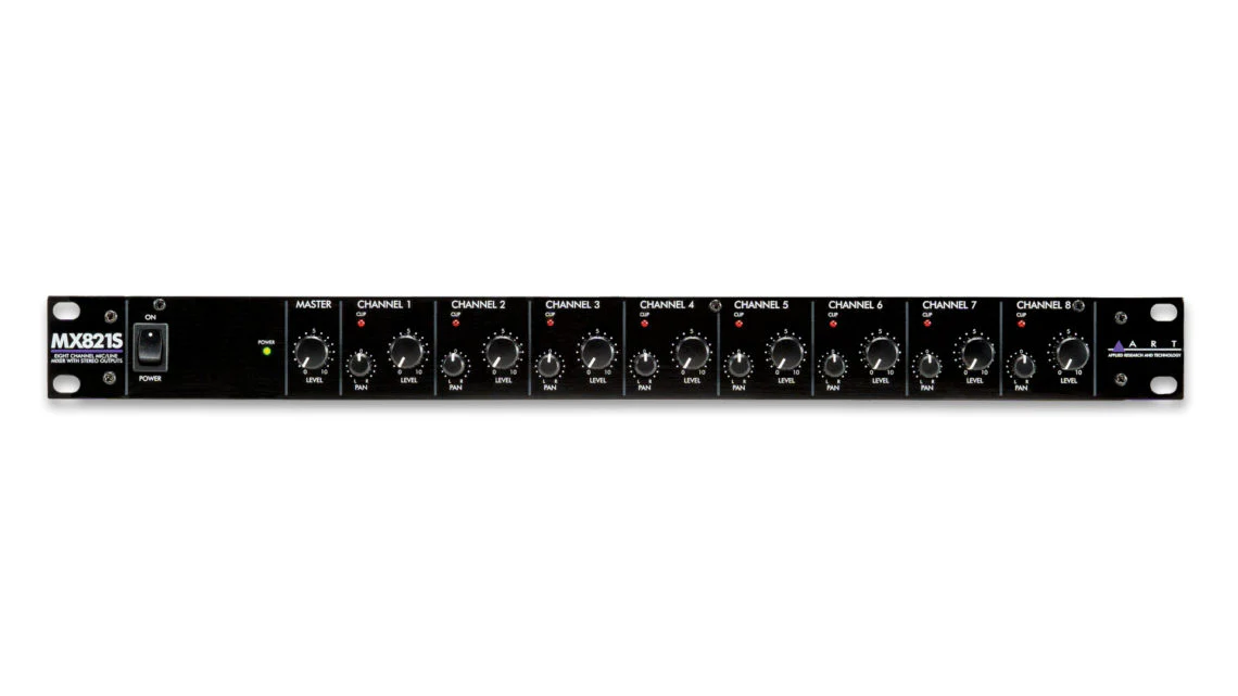 ART MX821S Rackmount Mic/Line Mixer w/Individual Volume, Pan, Phantom Power Controls, and Stereo Output - Image 2