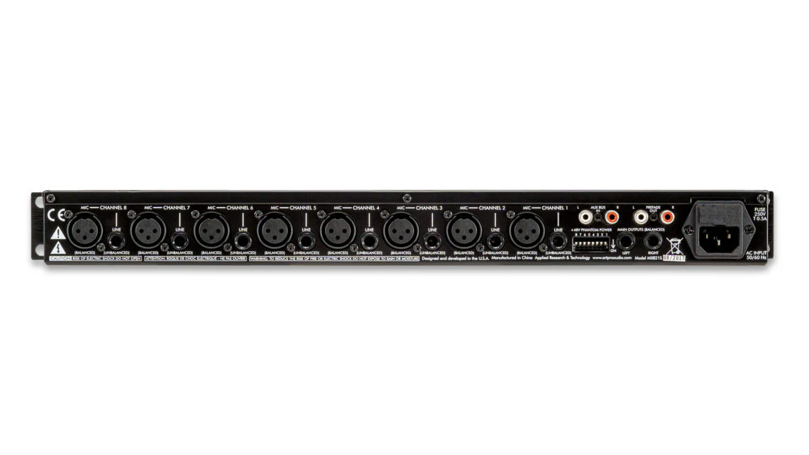 ART MX821S Rackmount Mic/Line Mixer w/Individual Volume, Pan, Phantom Power Controls, and Stereo Output - Image 3