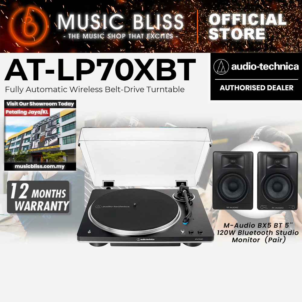 Audio Technica AT-LP70XBT Belt-drive Turntable with Bluetooth - Black/Silver - Image 2