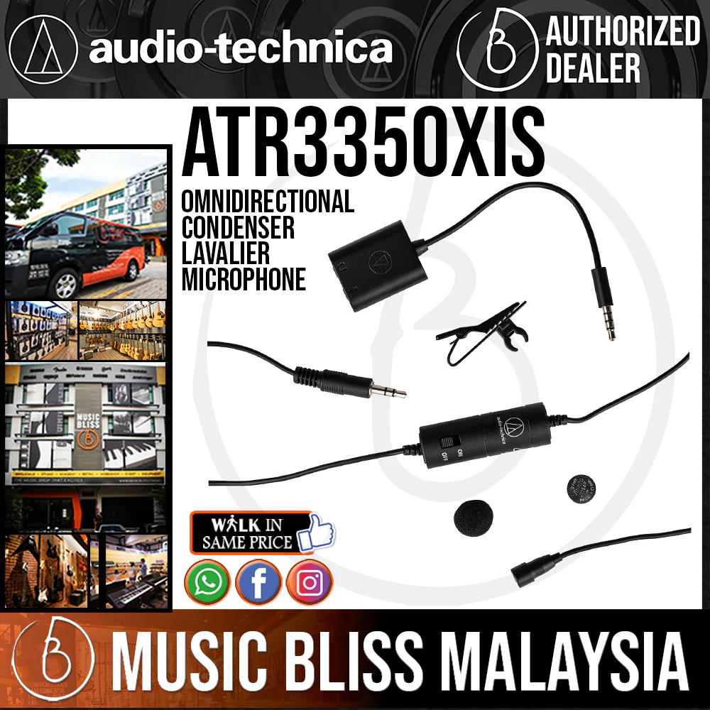 Audio Technica ATR3350xiS Omnidirectional Condenser Lavalier Microphone