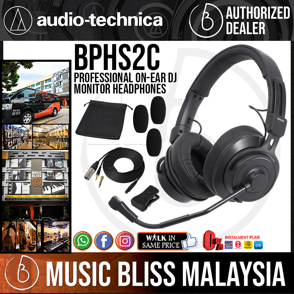 Audio Technica BPHS2C Broadcast Stereo Headset with Condenser Boom Mic