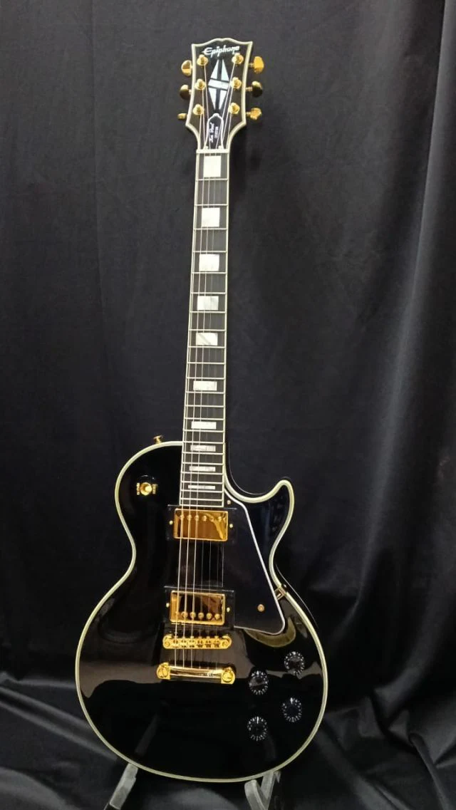 B STOCK (BS-699) (Epiphone Inspired by Gibson Custom) Epiphone Les Paul Custom Electric Guitar - Ebony - Image 2