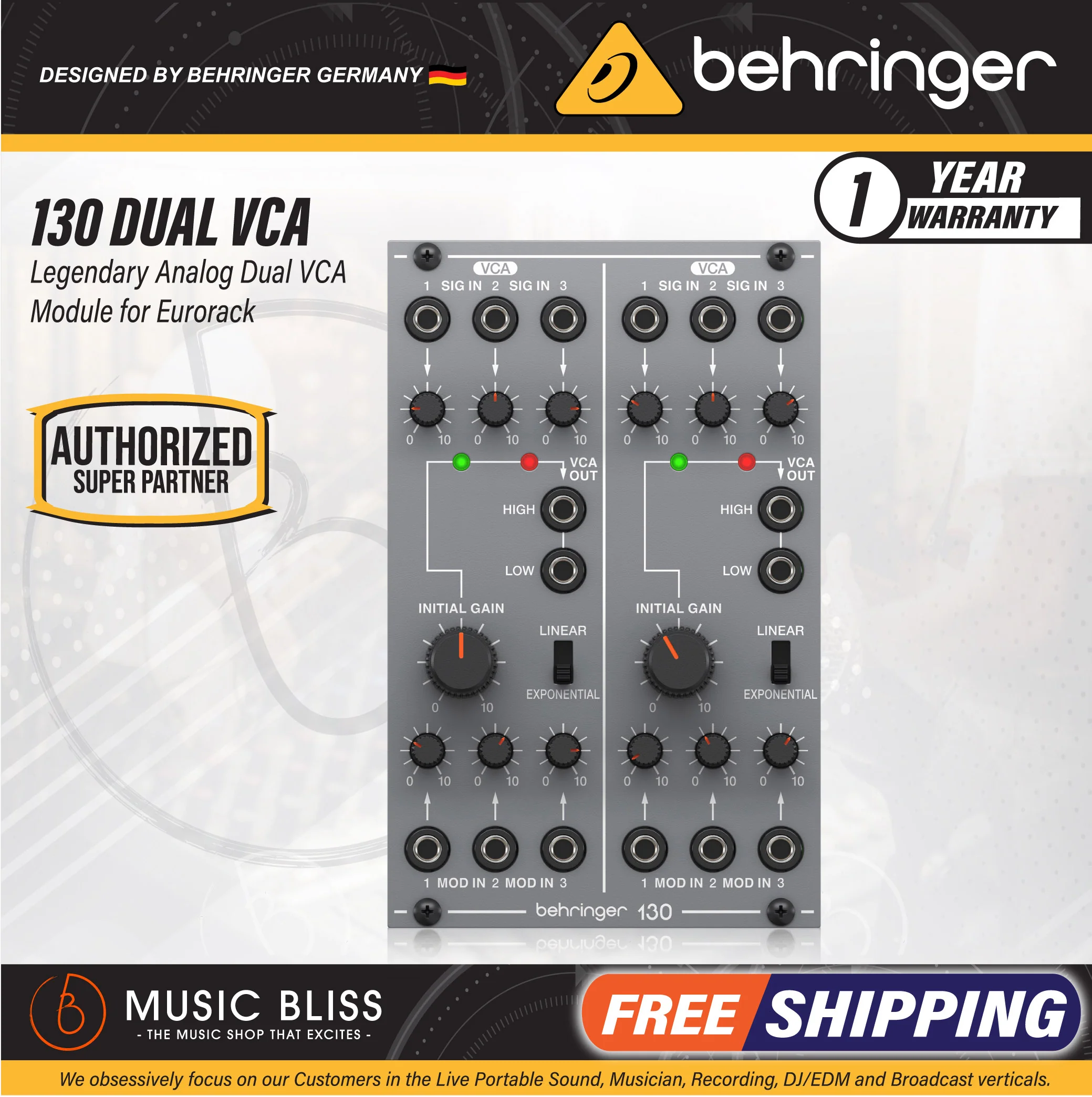 Behringer 130 Dual VCA Eurorack Module