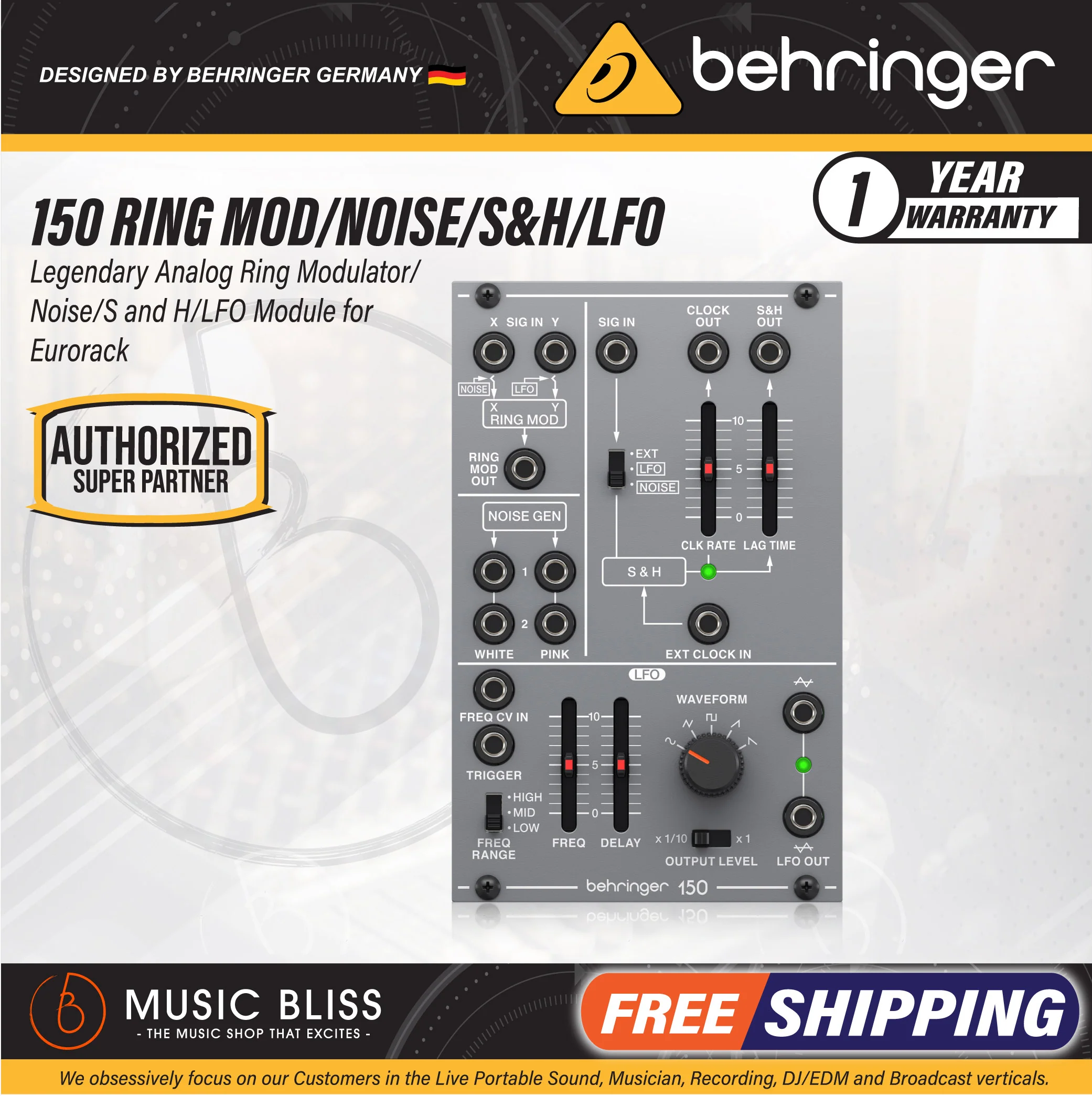 Behringer 150 Ring Mod / Noise / S&H / LFO Eurorack Module