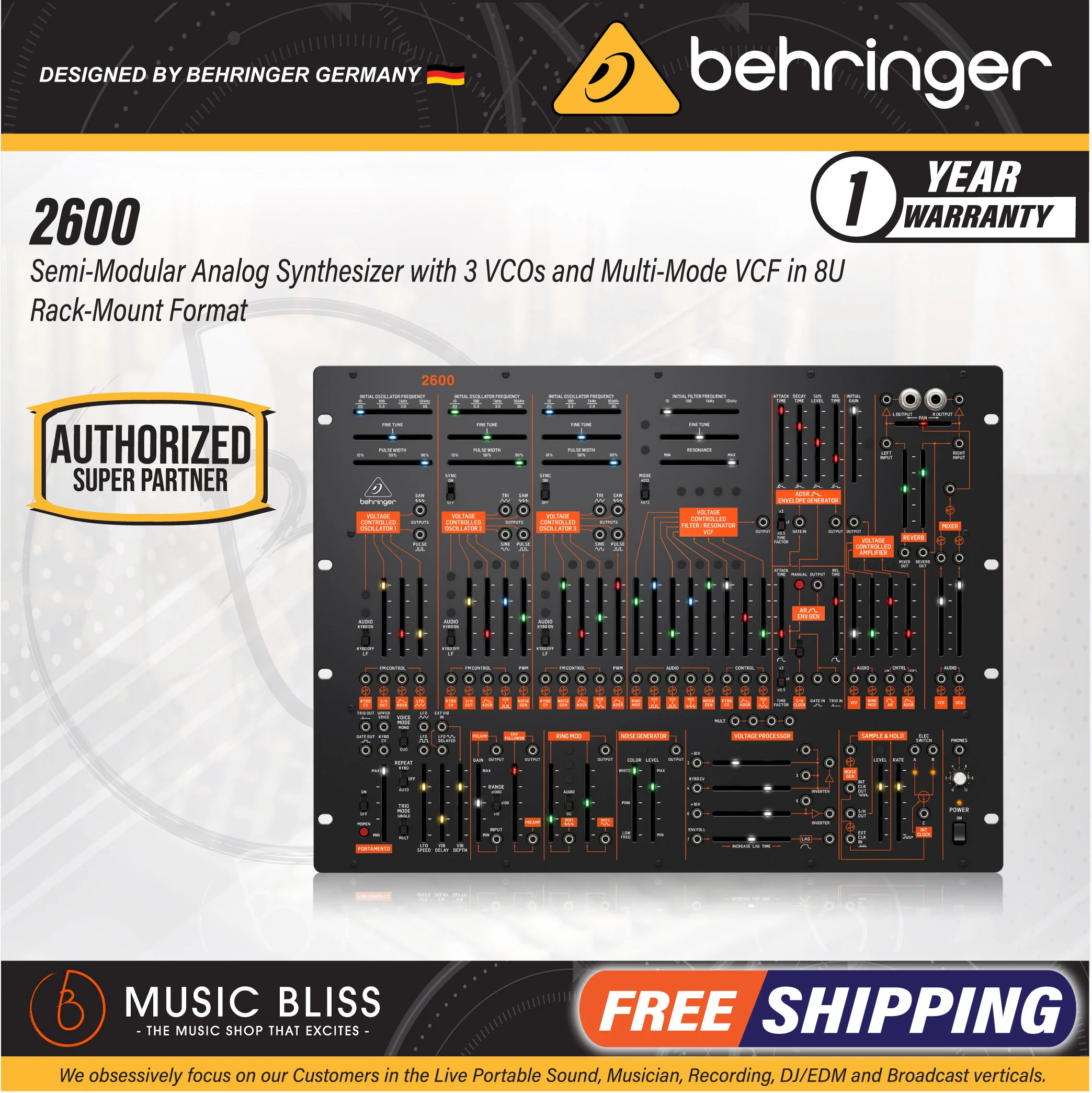 Behringer 2600 Analog Semi-modular Synthesizer
