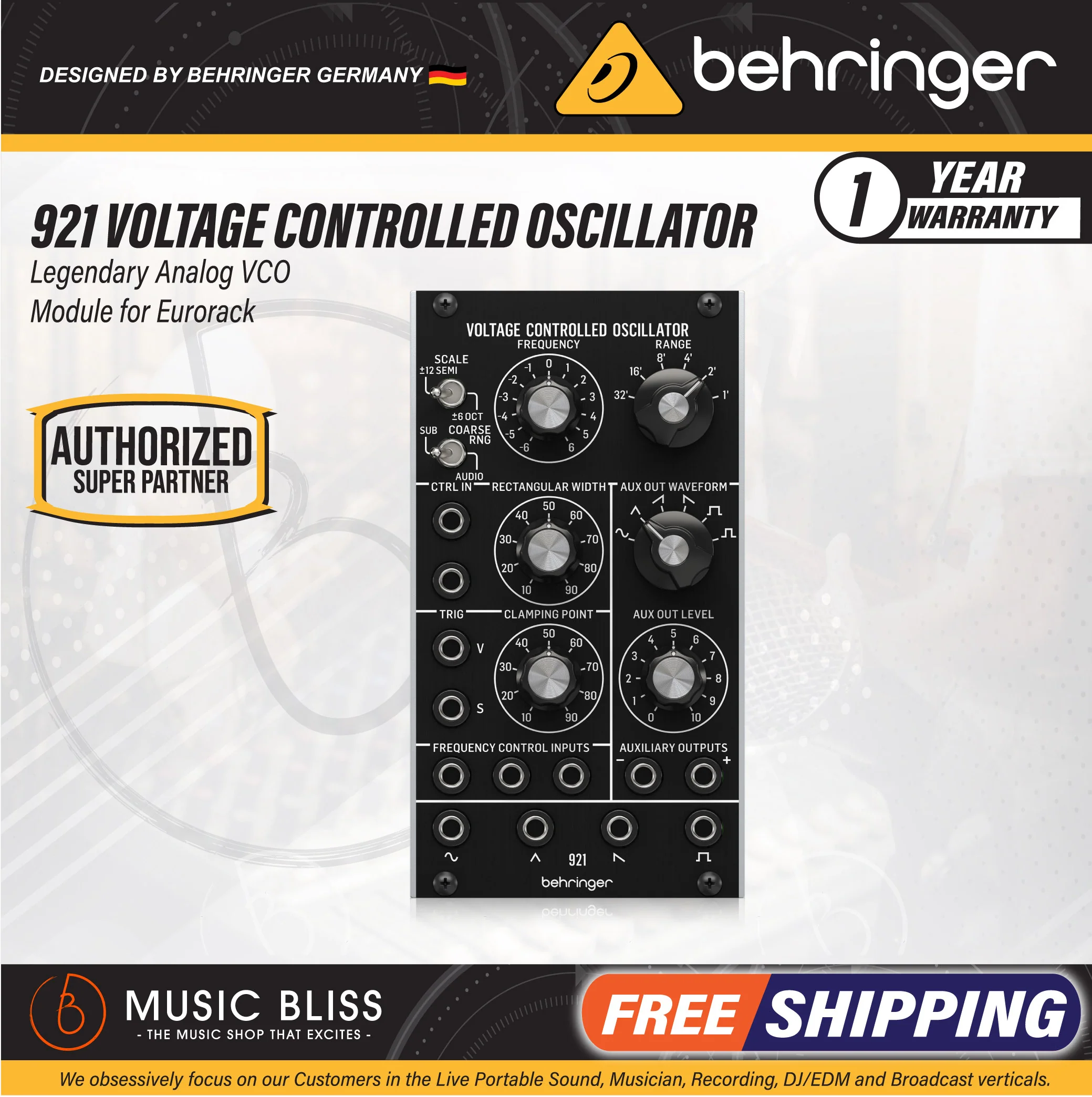Behringer 921 Voltage Controlled Oscillator Eurorack Module