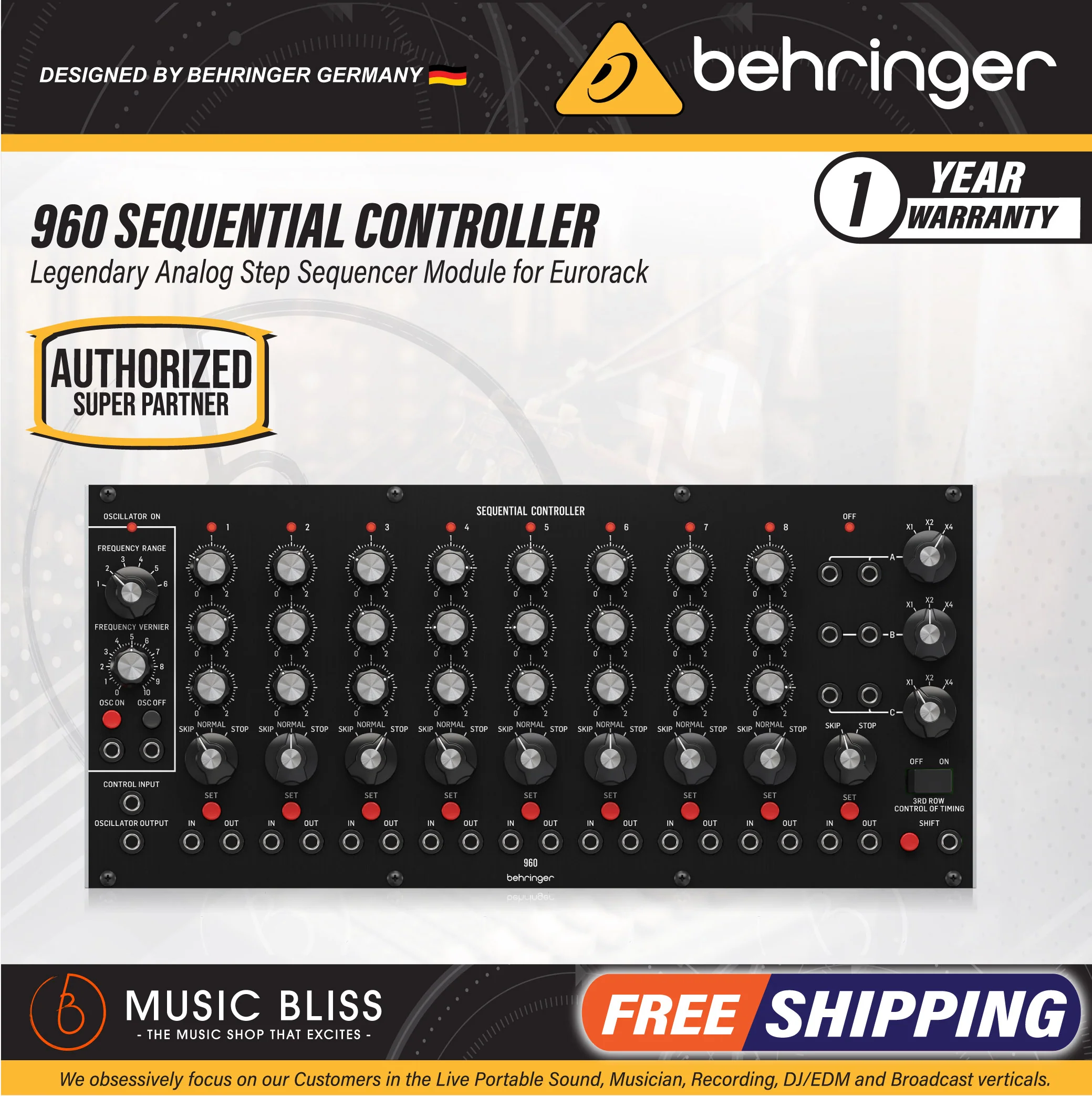 Behringer 960 Sequential Controller Analog Step Sequencer Eurorack Module