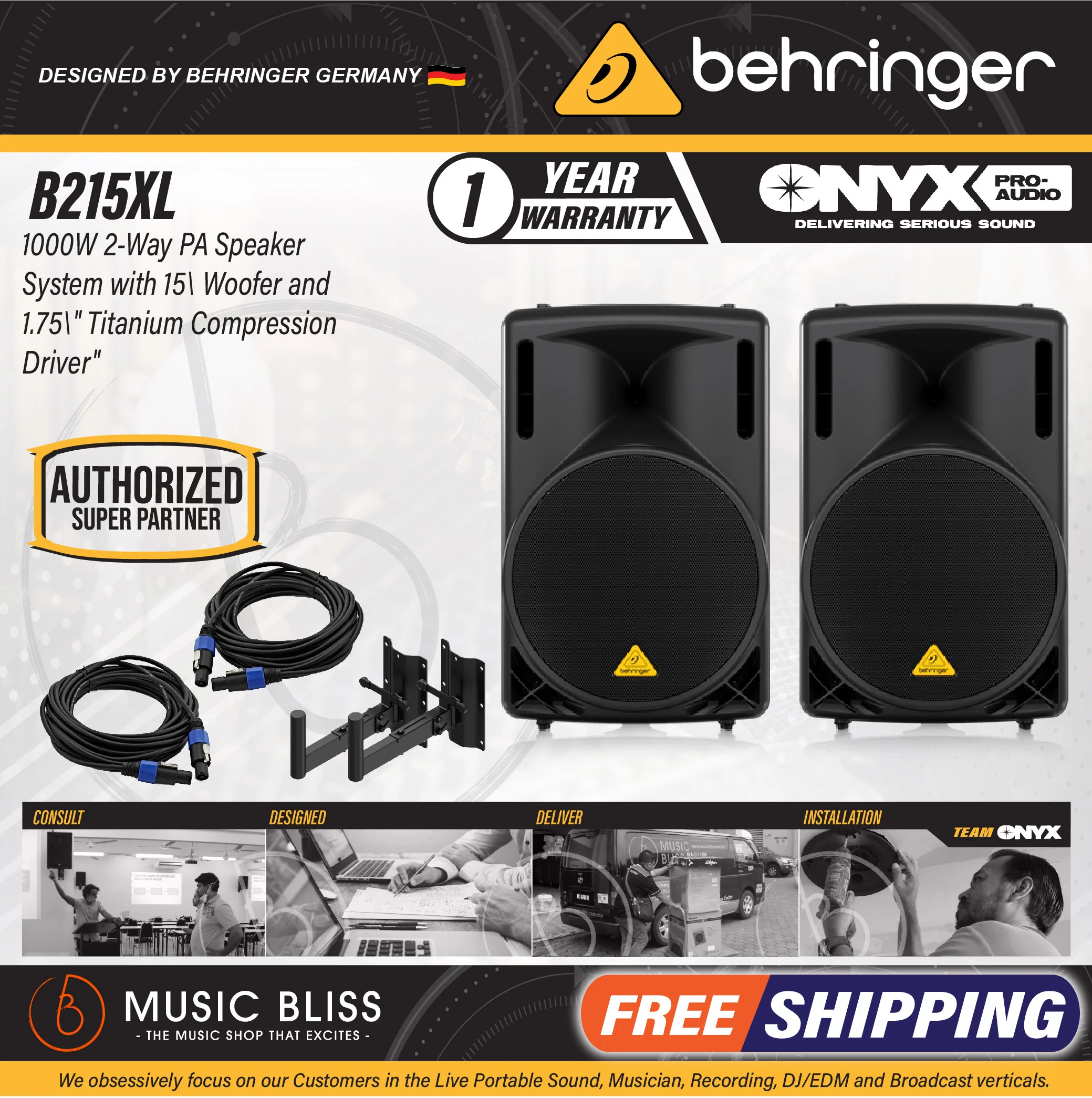 Behringer Eurolive B215XL 1000-watt 15'' Passive Speaker - Pair - Image 3