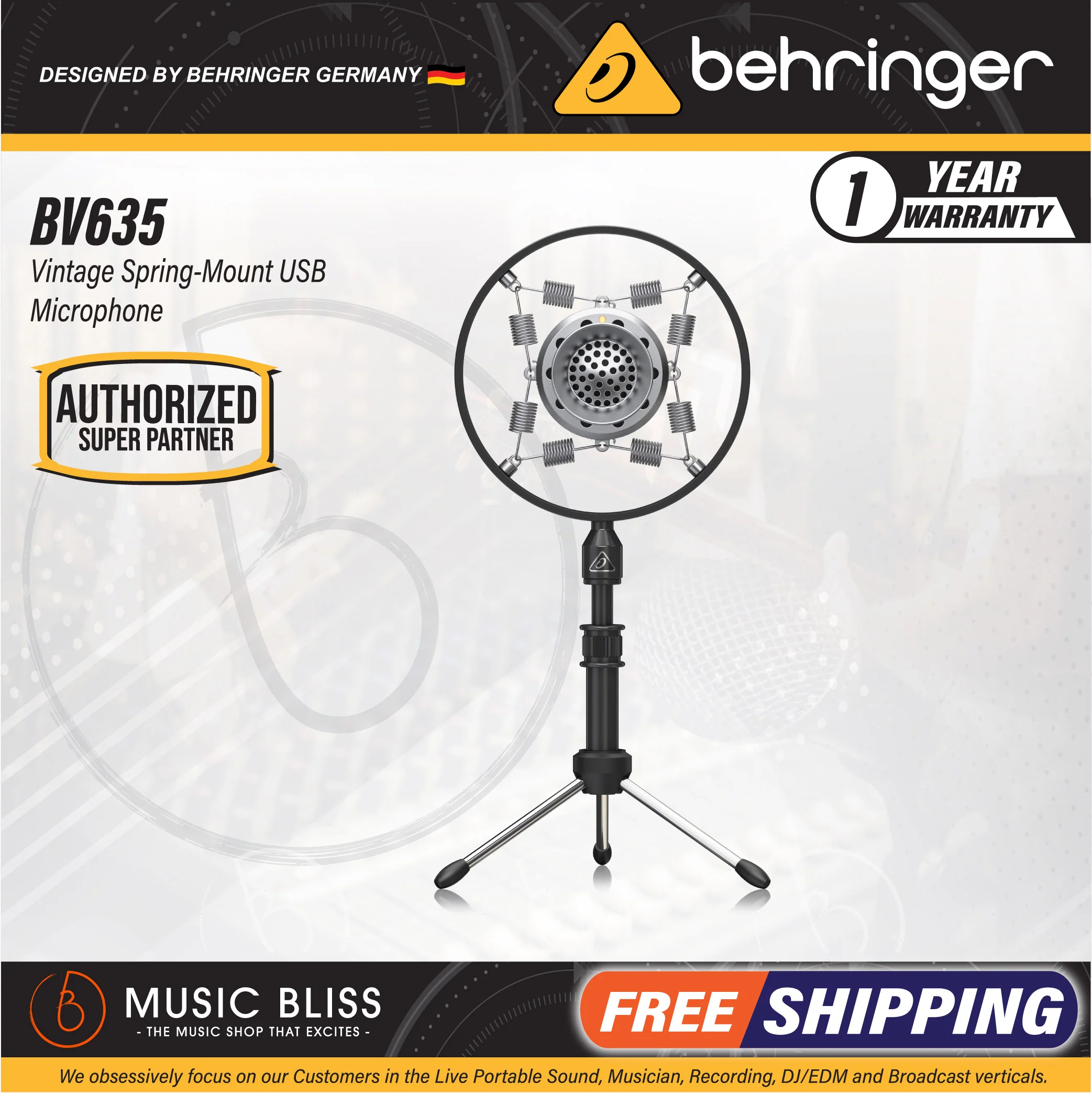 Behringer BV635 Vintage Spring Mount USB Microphone