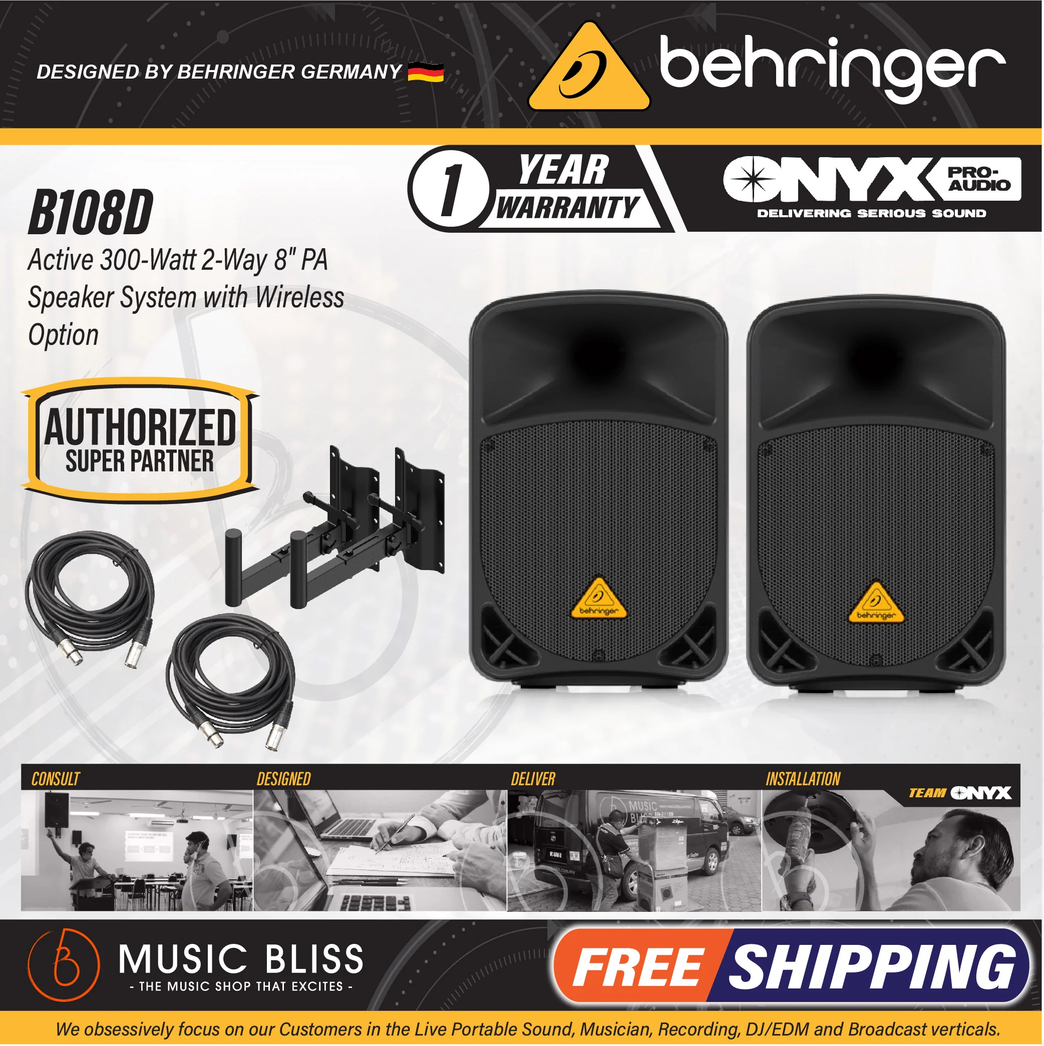 Behringer Eurolive B108D 300-Watt 8" Powered Speaker - Pair - Image 3