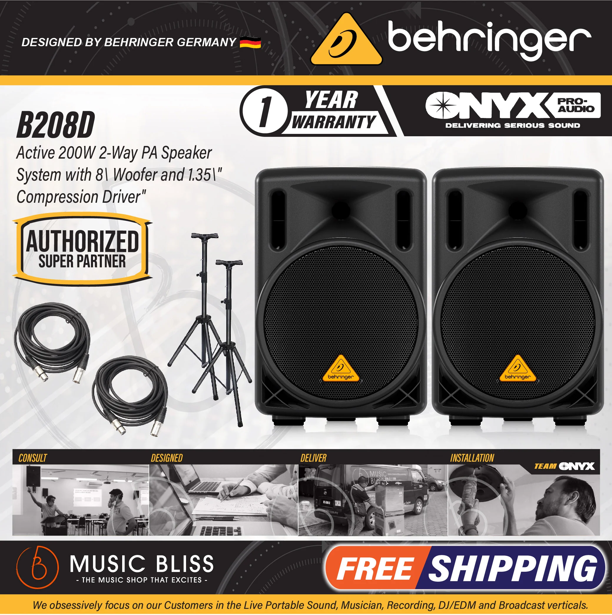 Behringer Eurolive B208D 200W 8" Powered Speaker - Pair - Image 2