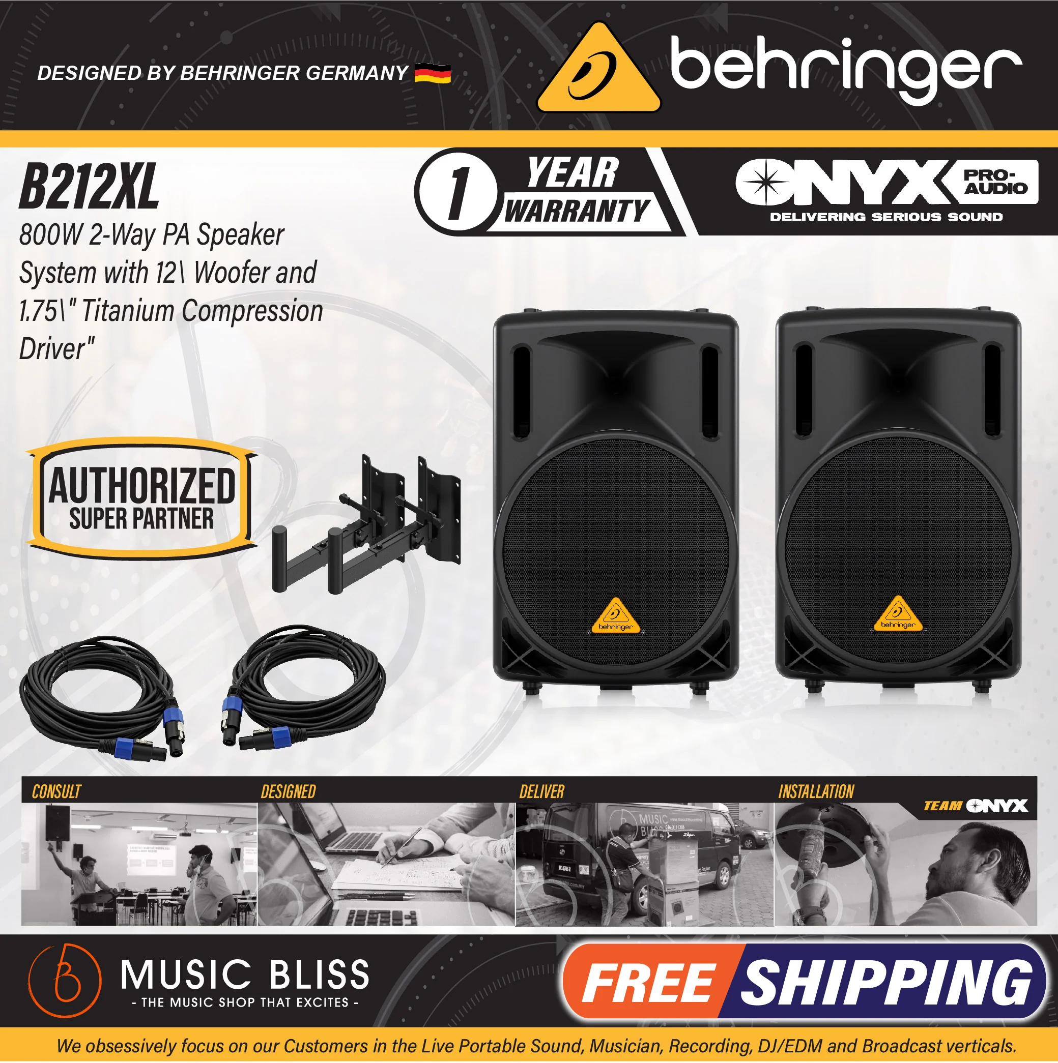 Behringer Eurolive B212XL 800-watt 12'' Passive Speaker - Pair - Image 3