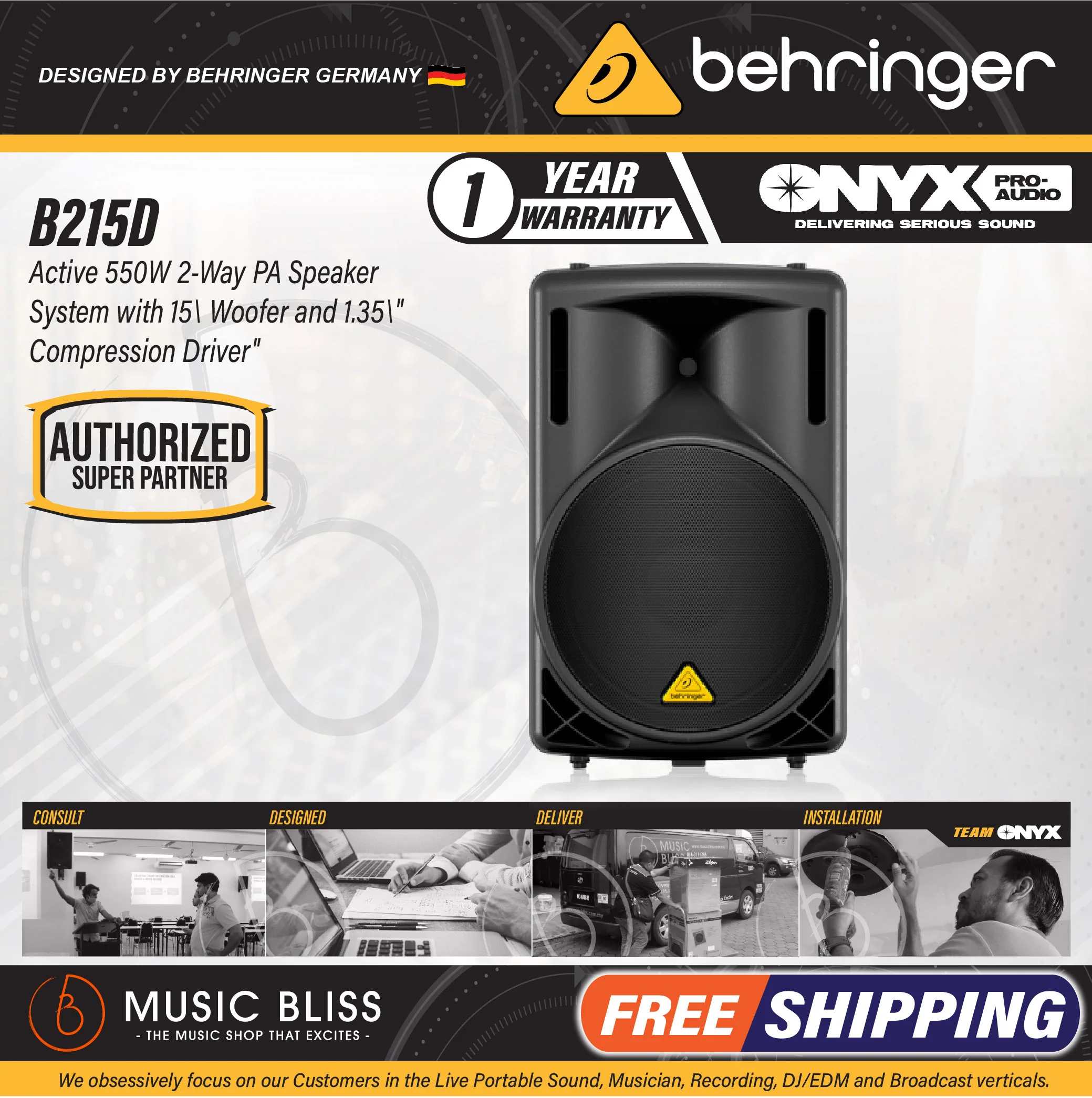 Behringer Eurolive B215D 550W 15" Powered Speaker