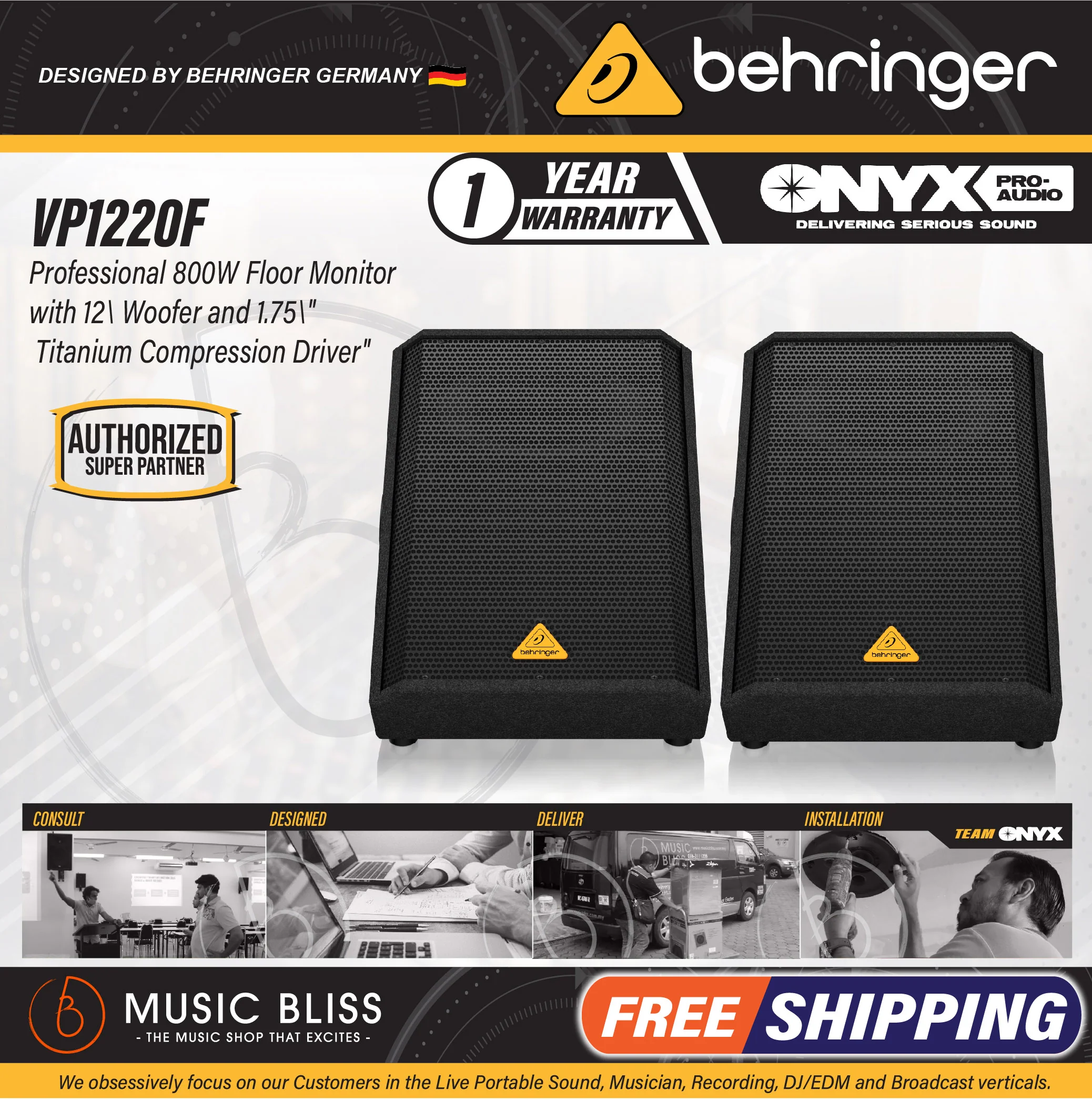 Behringer Eurolive VP1220F 800-watt 12'' Passive Floor Monitor - Image 2