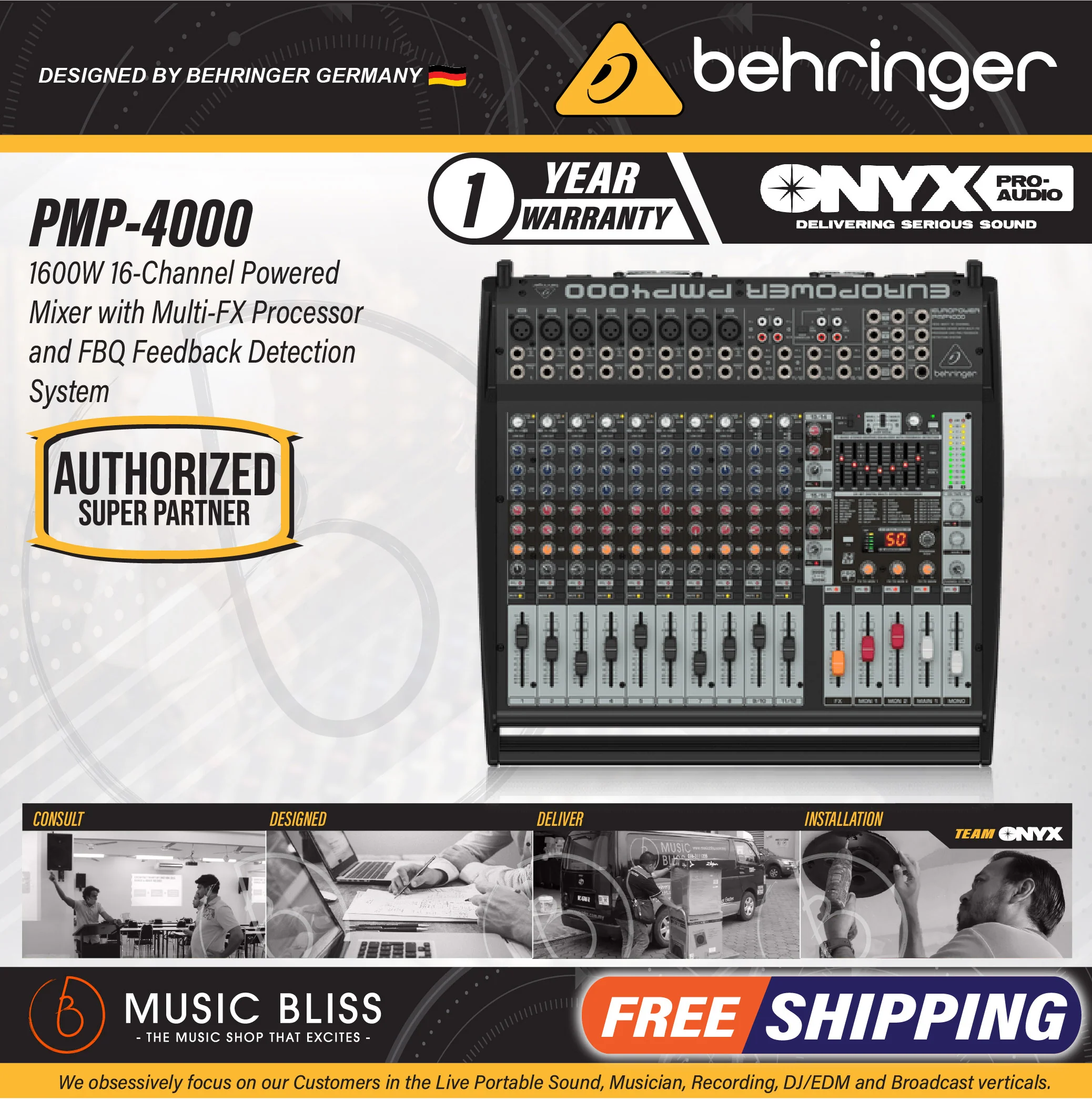 Behringer Europower PMP4000 16-channel 1600-Watt Powered Mixer