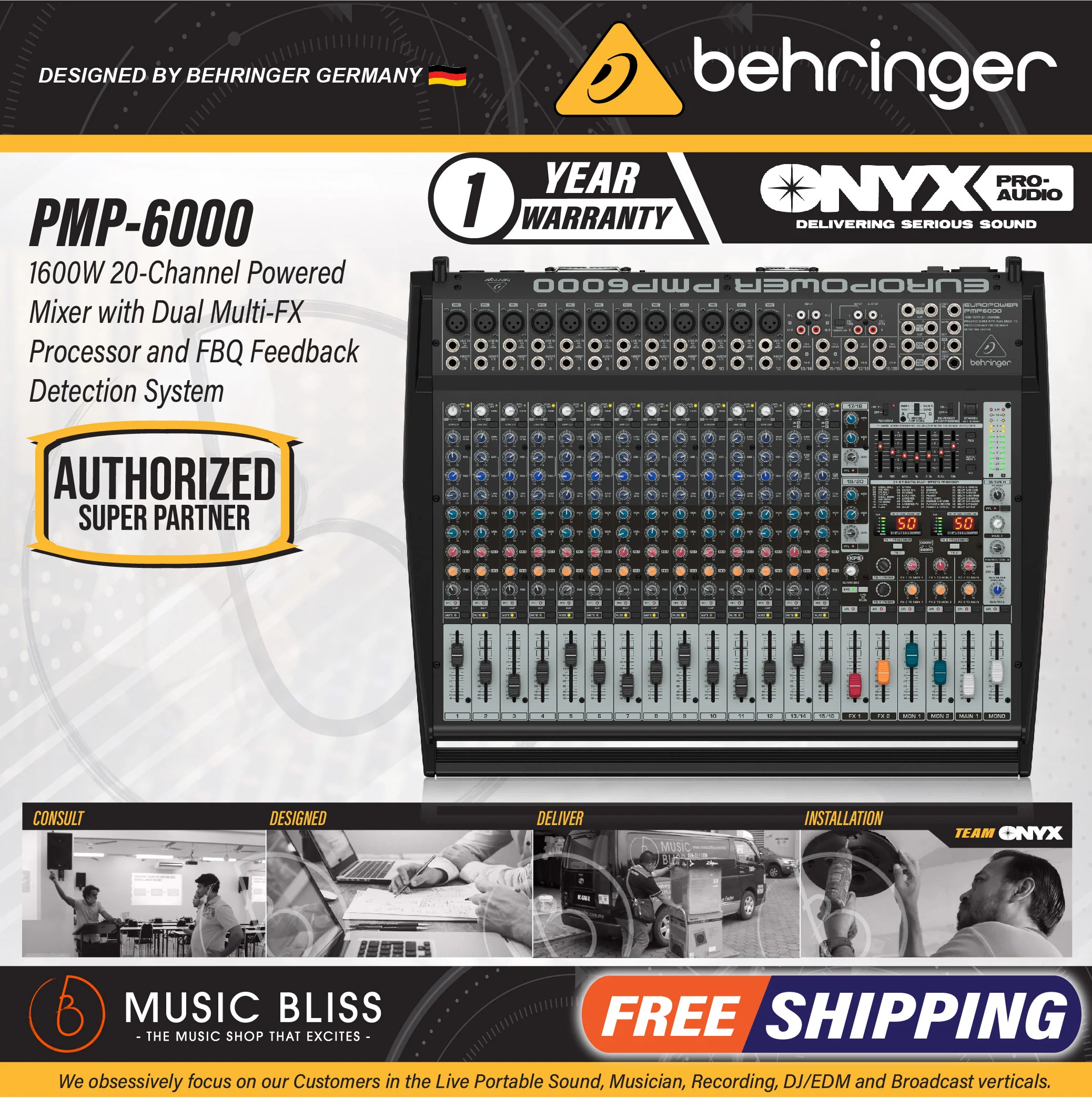 Behringer Europower PMP6000 20-channel 1600-Watt Powered Mixer
