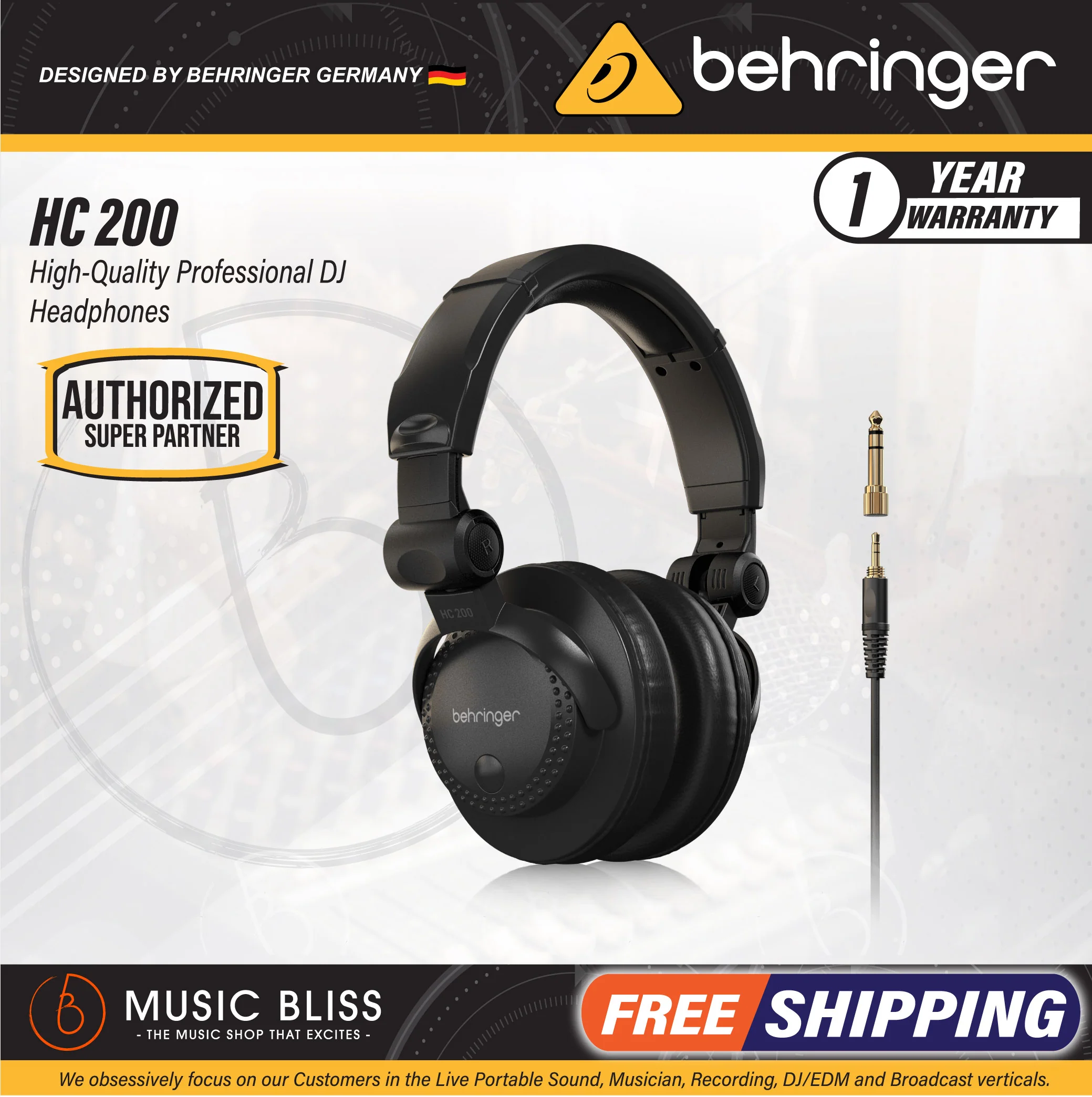 Behringer HC200 High-Quality Professional DJ Headphones