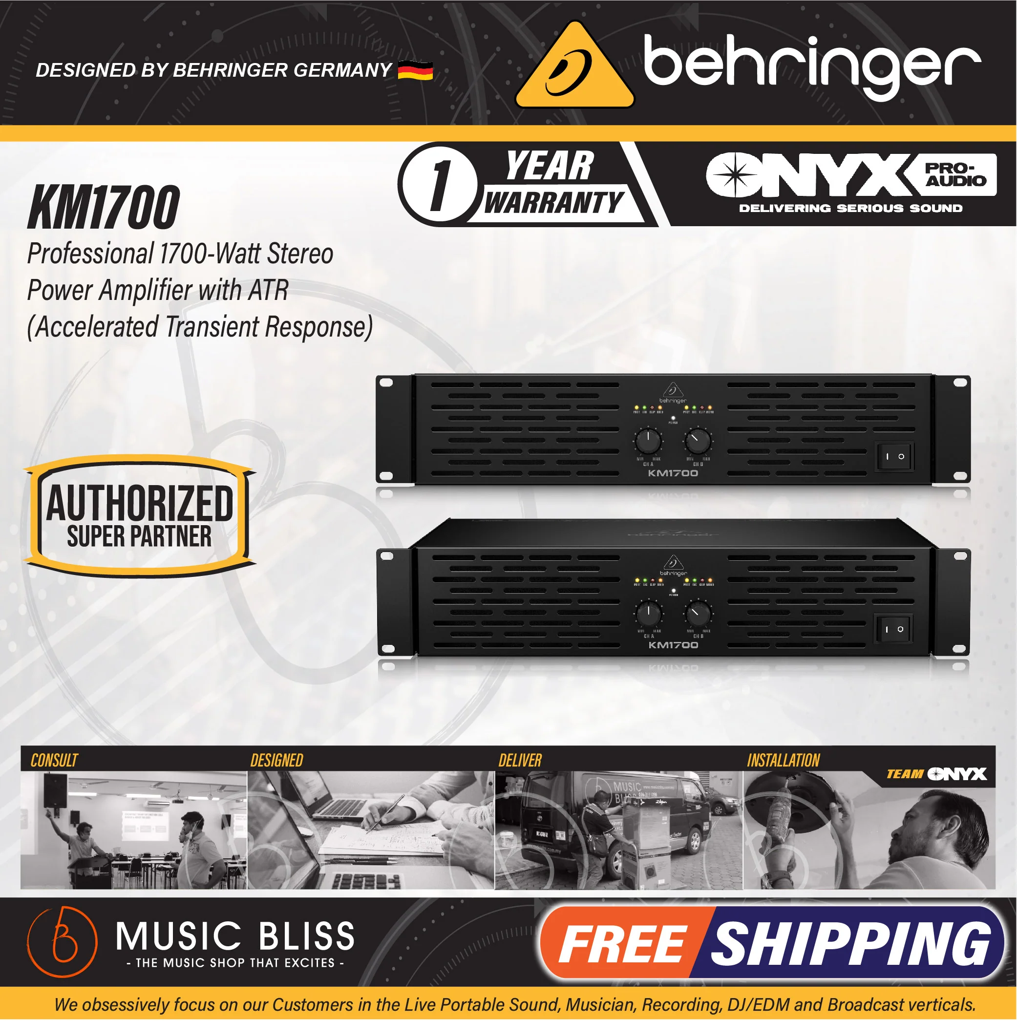 Behringer KM1700 1700-watt 2-channel Power Amplifier
