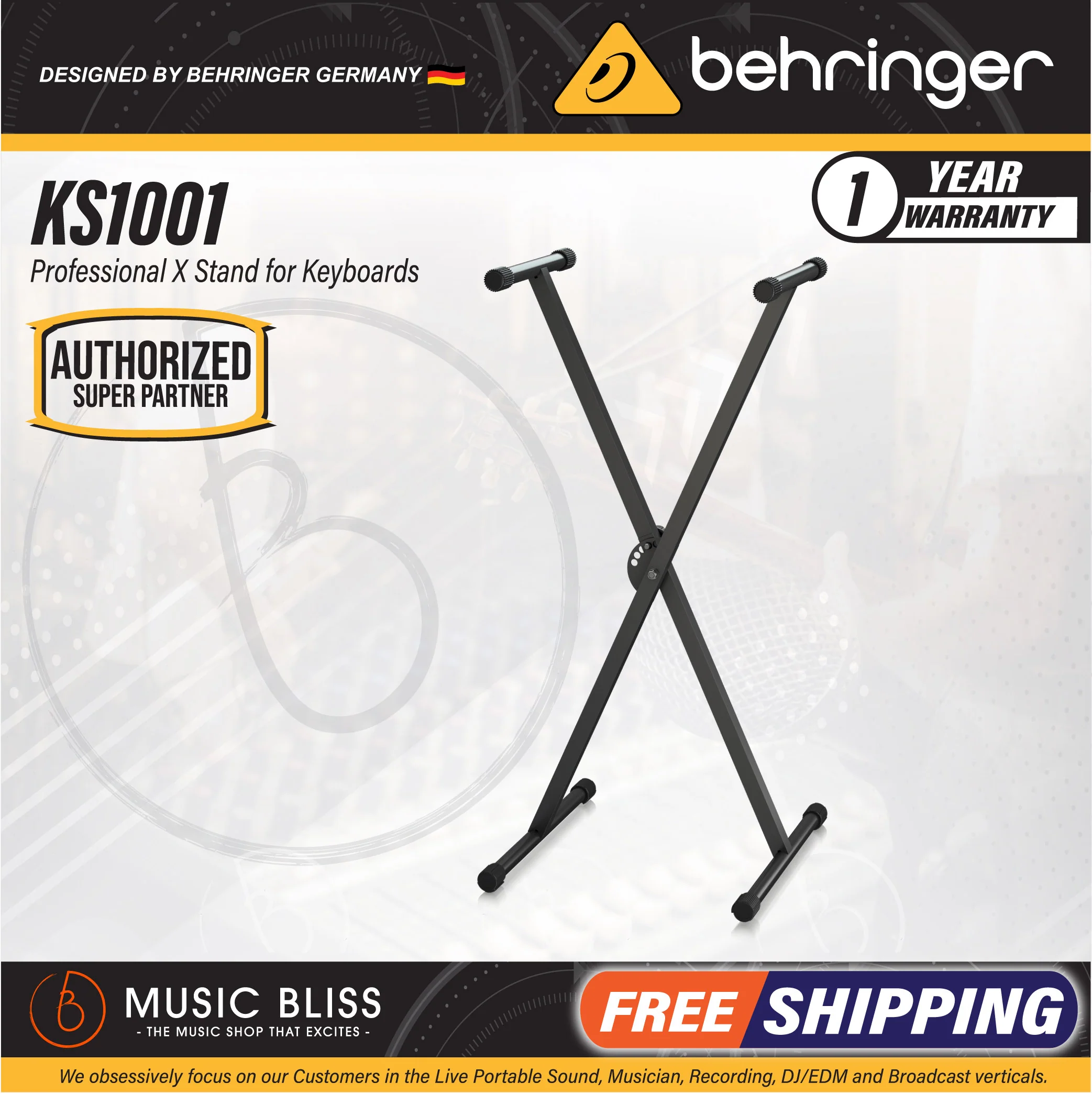 Behringer KS1001 Professional Single-braced X Stand for Keyboards