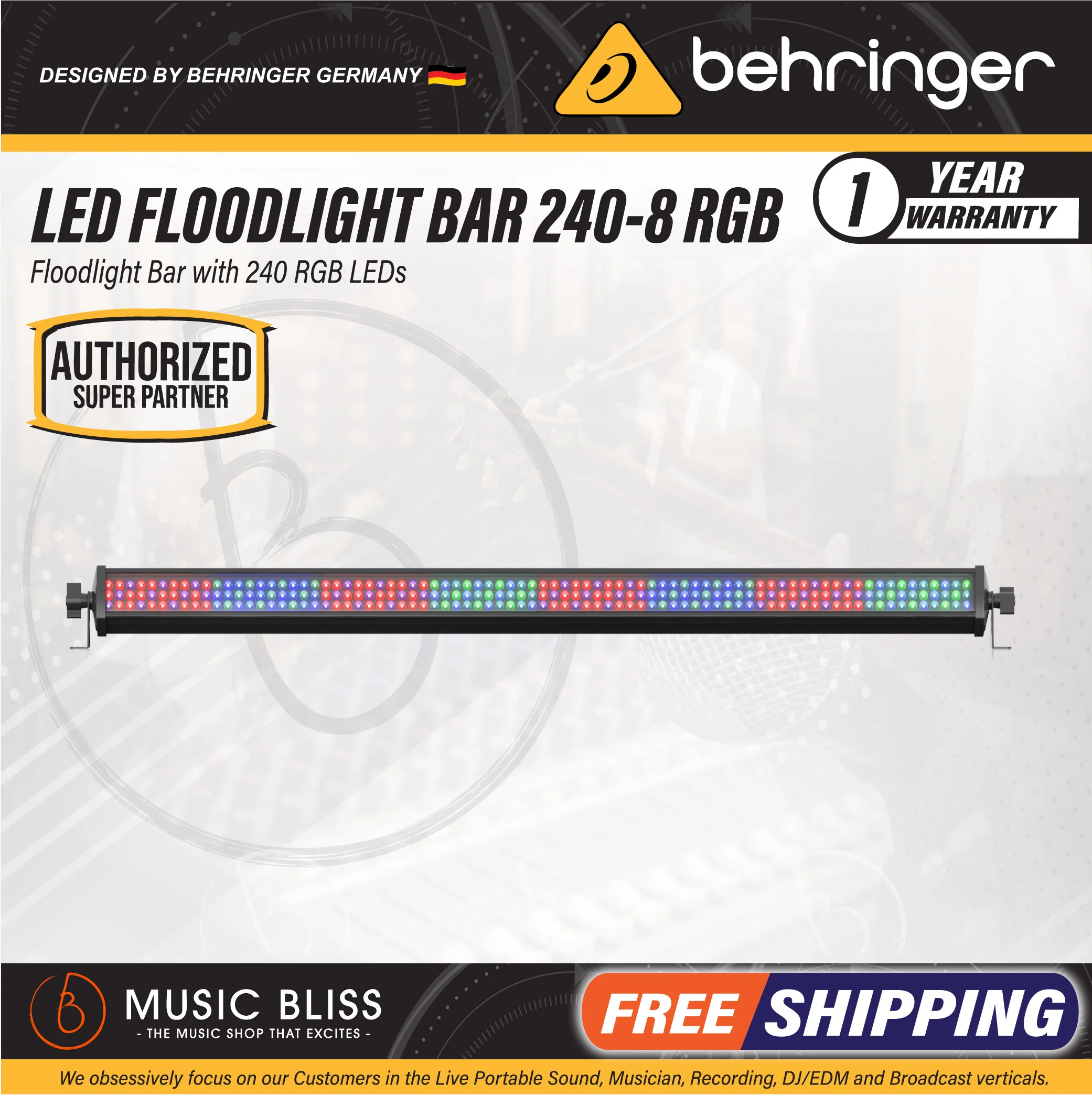 Behringer LED FLOODLIGHT BAR 240-8 RGB - Floodlight Bar with 240 RGB LED