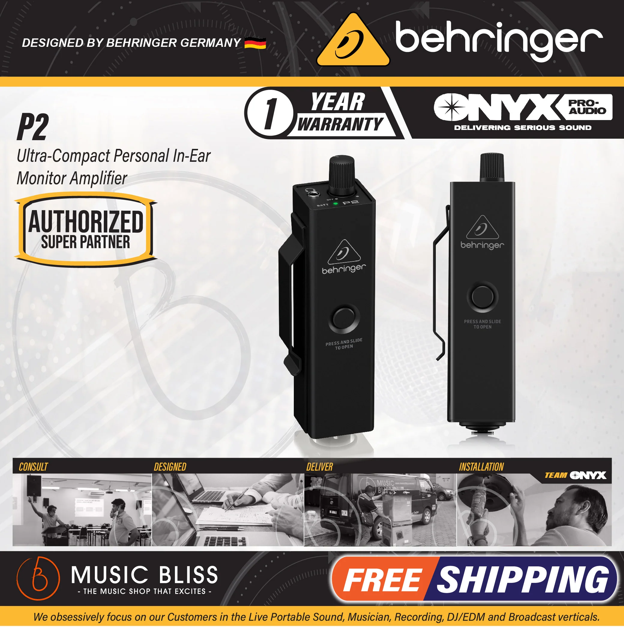 Behringer P2 Ultra-Compact Personal In-Ear Monitor Amplifier