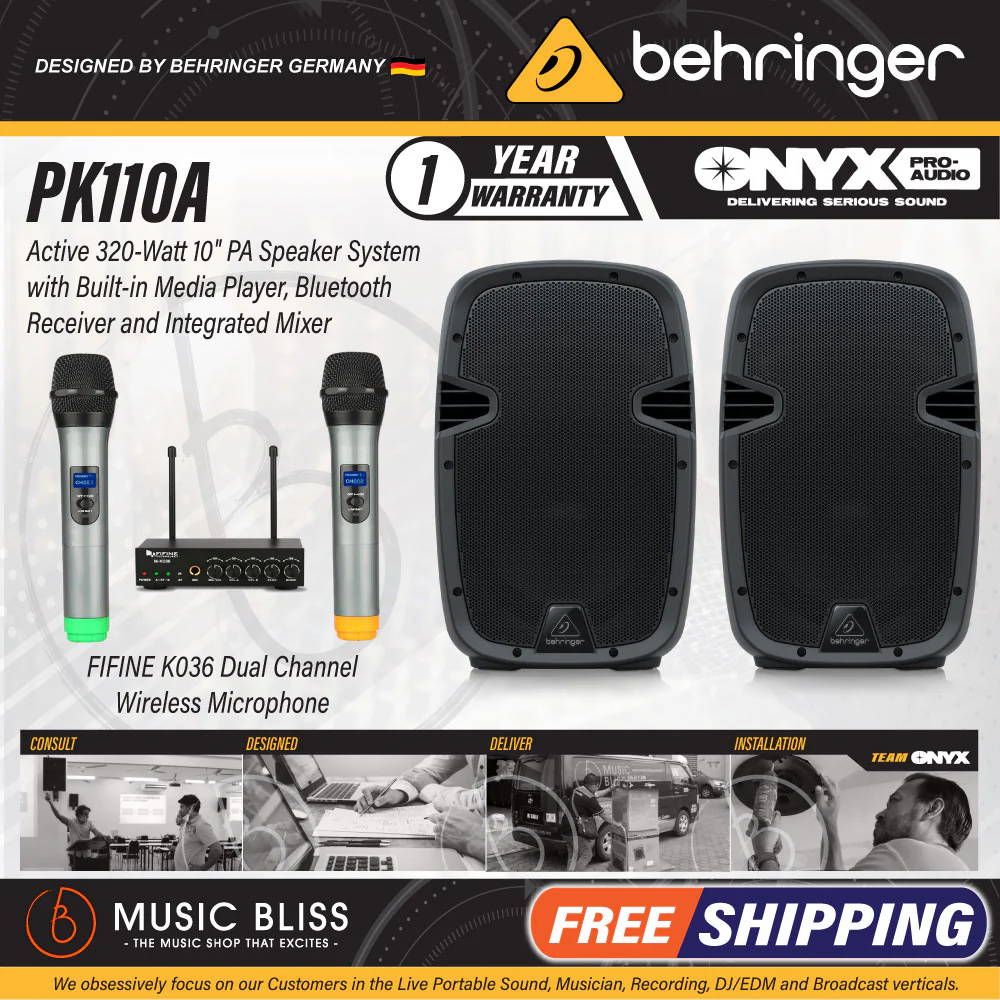 Behringer PK110A Active 350W 10" PA Speaker System with Bluetooth - Pair - Image 4