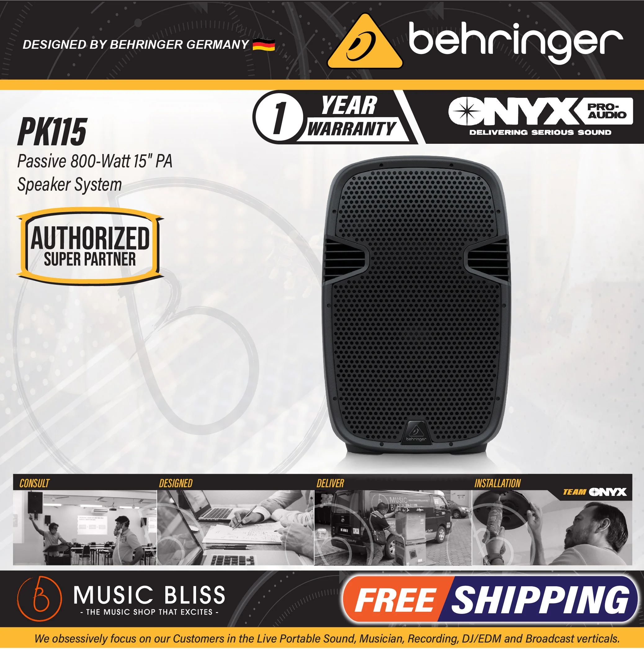 Behringer PK115 Passive 800-Watt 15" PA Speaker System