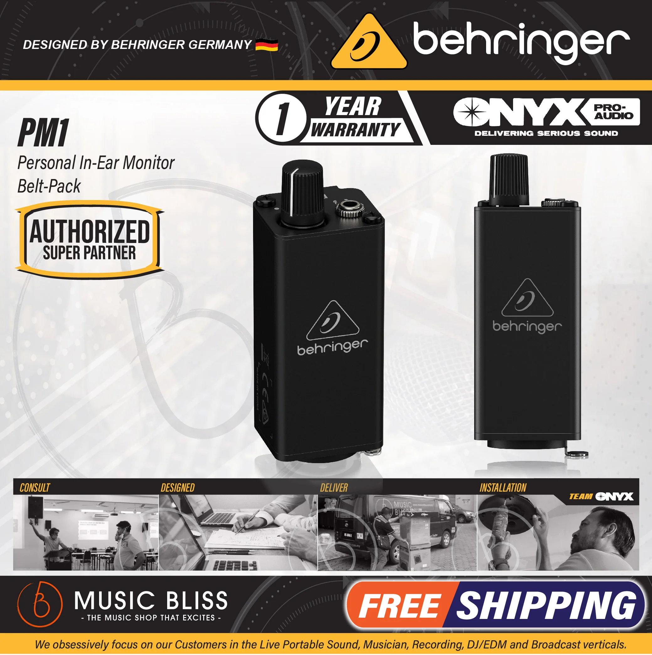 Behringer Powerplay PM1 1-Channel Personal In-ear Monitor Beltpack