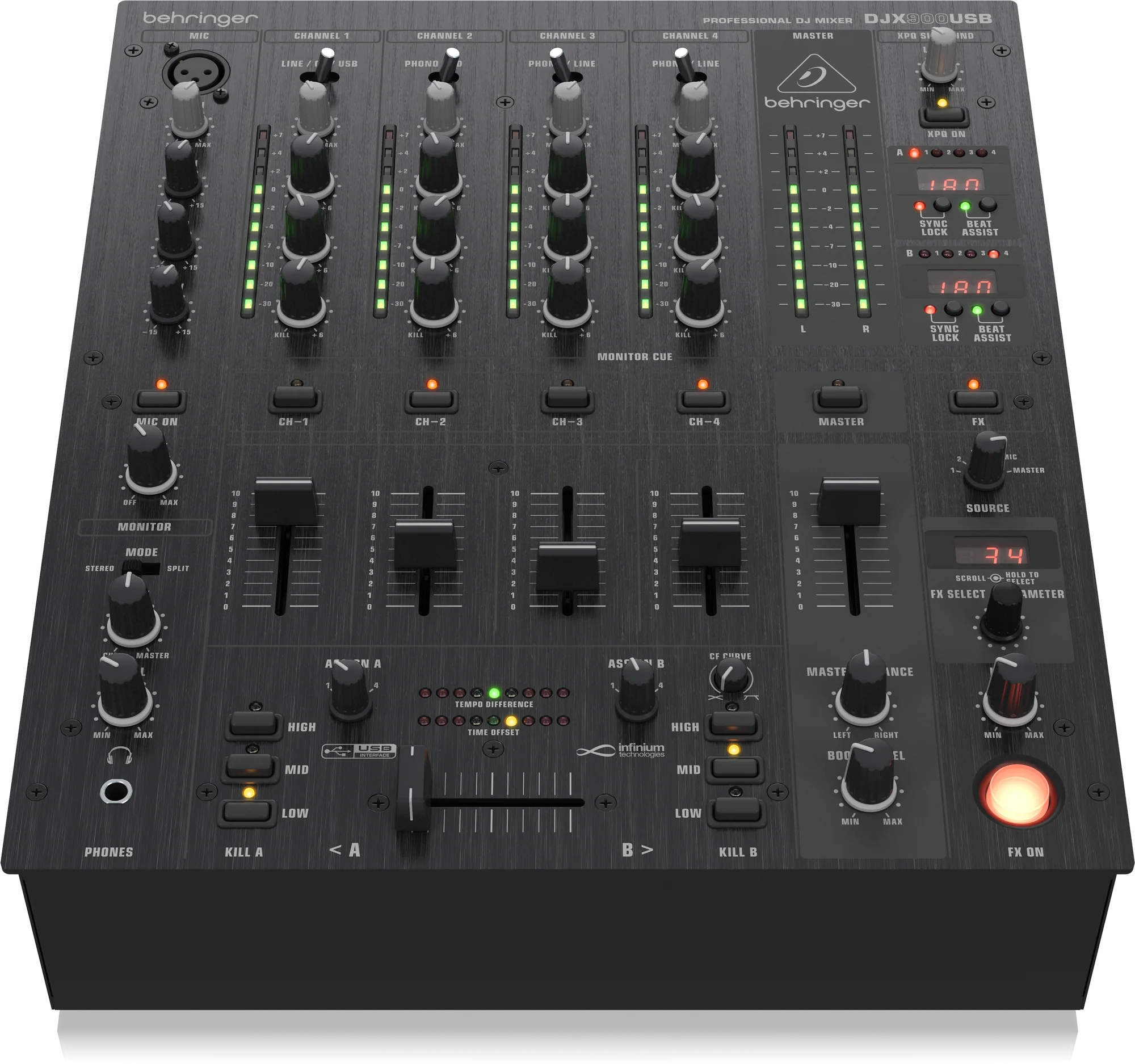 Behringer Pro Mixer DJX900USB 4-channel DJ Mixer - Image 2