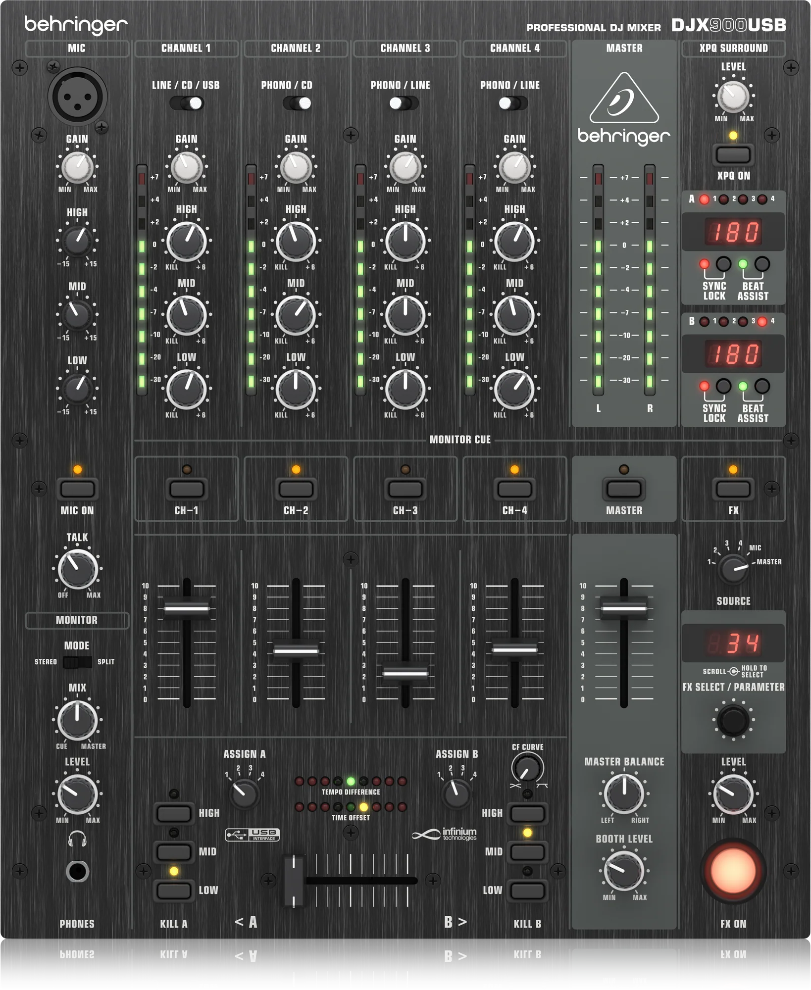 Behringer Pro Mixer DJX900USB 4-channel DJ Mixer - Image 3