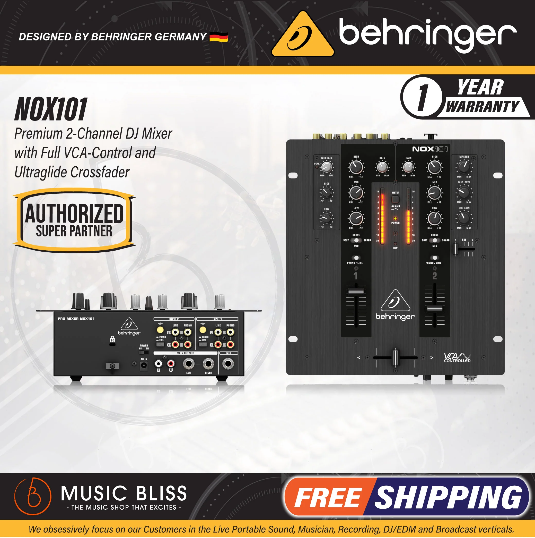 Behringer Pro Mixer NOX101 2-channel DJ Mixer