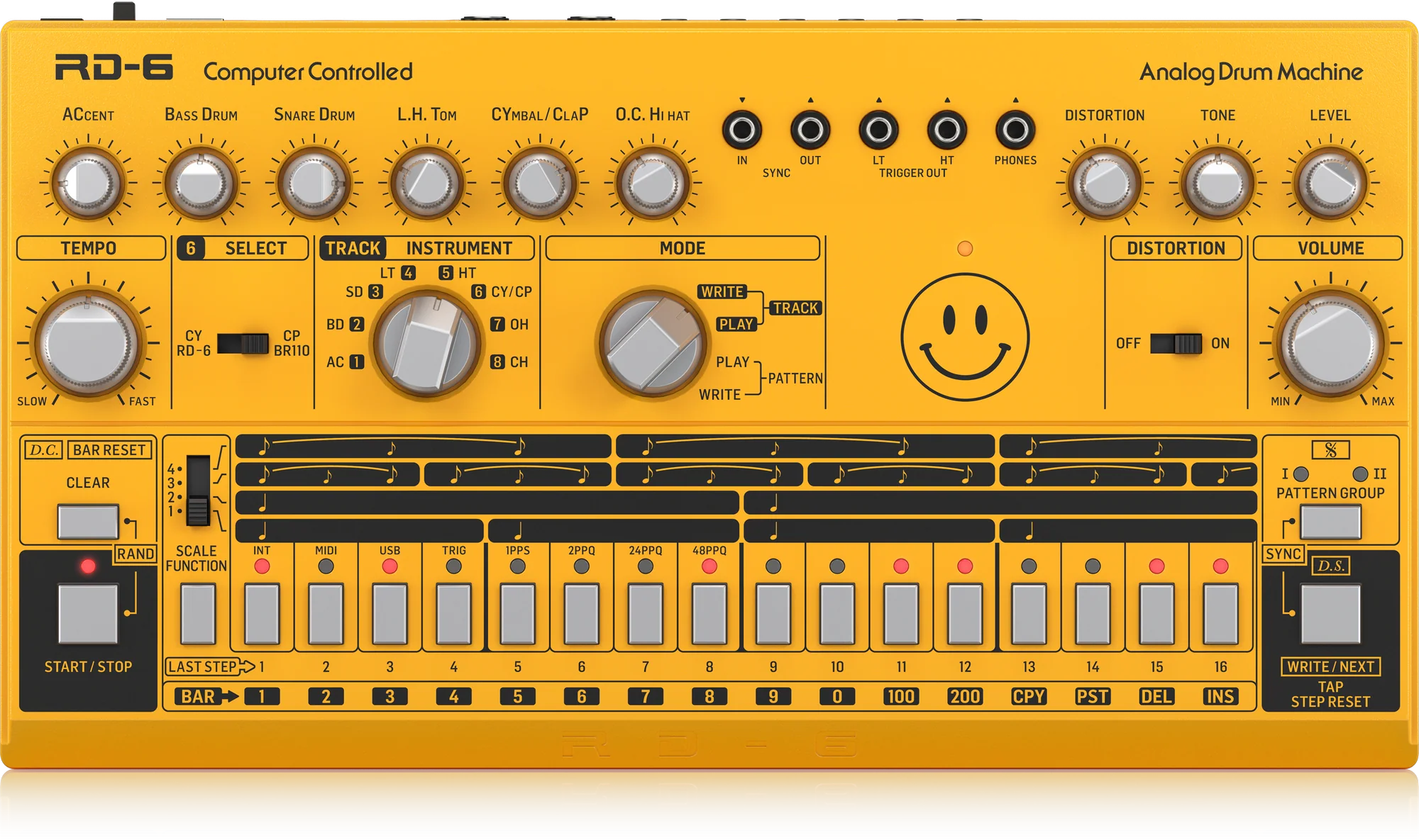Behringer RD-6-AM Analog Drum Machine - Yellow - Image 2