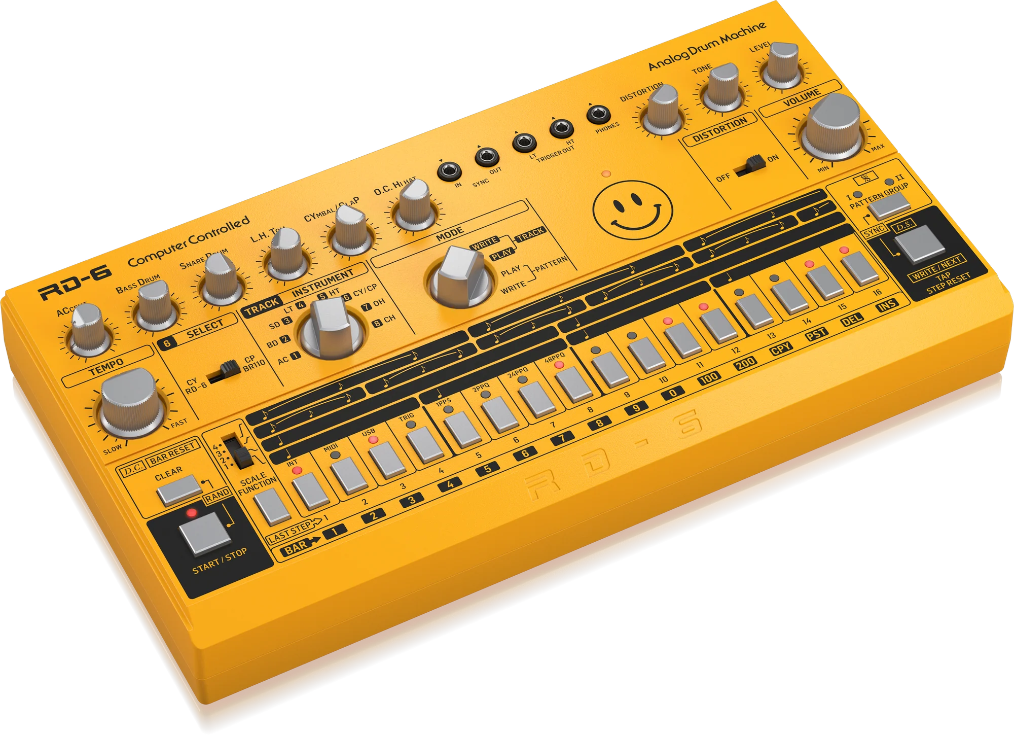 Behringer RD-6-AM Analog Drum Machine - Yellow - Image 3