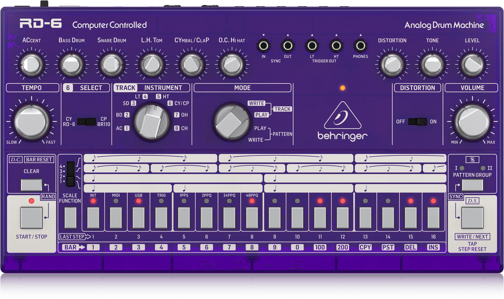 Behringer RD-6-GP Analog Drum Machine - Purple Translucent - Image 2