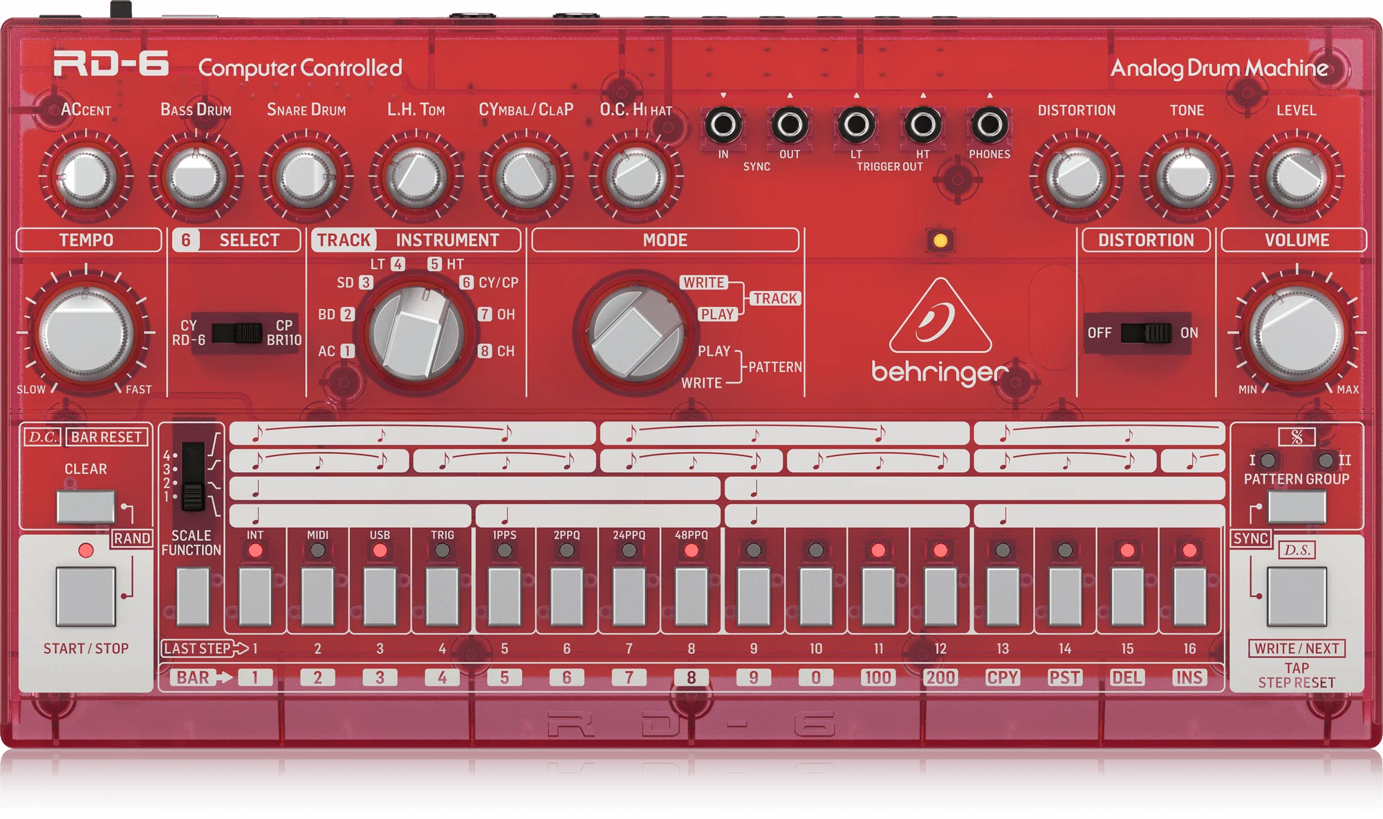 Behringer RD-6-SB Analog Drum Machine - Red Translucent - Image 2