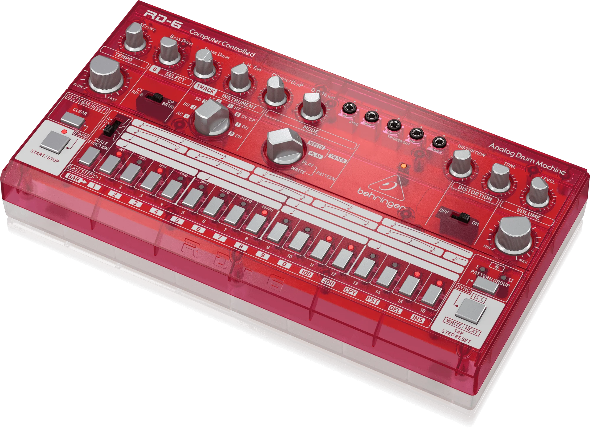 Behringer RD-6-SB Analog Drum Machine - Red Translucent - Image 3