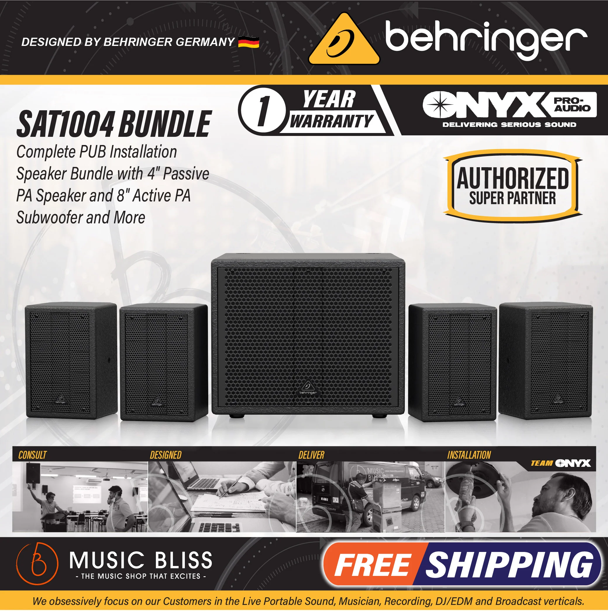 Behringer SAT 1004 Bundle Complete Pub Installation Speaker