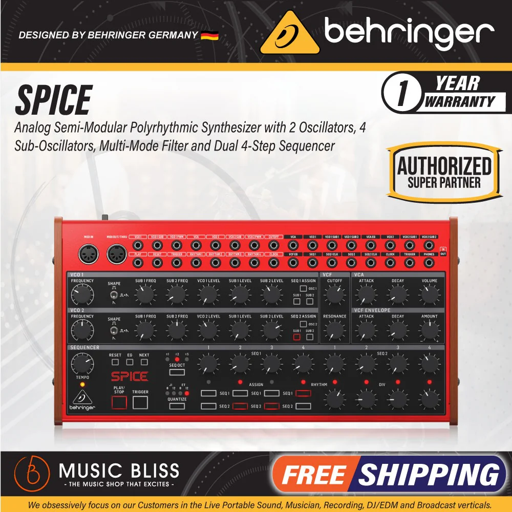 Behringer Spice Analog Semi-modular Polyrhythmic Synthesizer