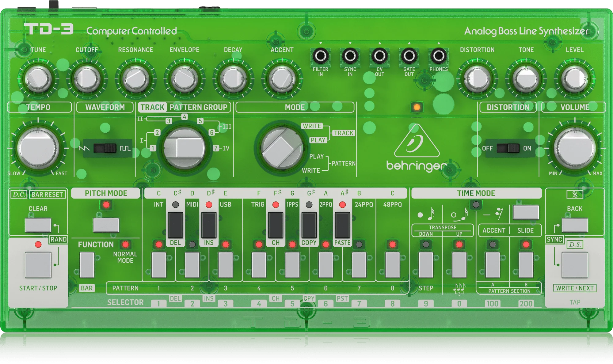 Behringer TD-3-LM Analog Bass Line Synthesizer - Lime - Image 2