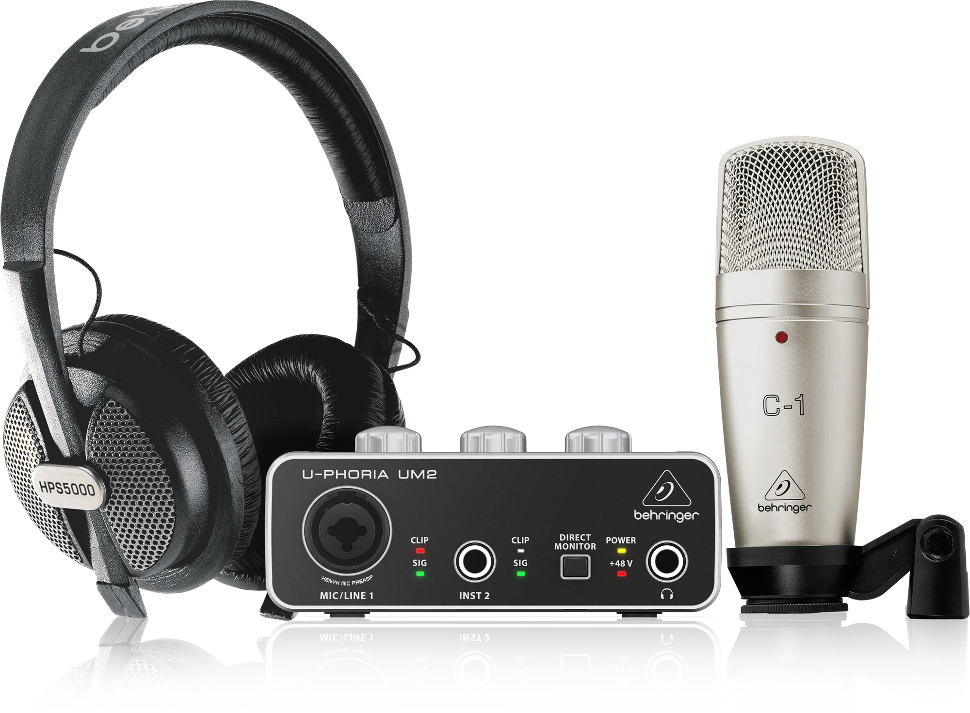 Behringer U-PHORIA STUDIO Complete Recording/Podcasting Bundle with UM-2, C-1 Mic and HPS-5000 - Image 2