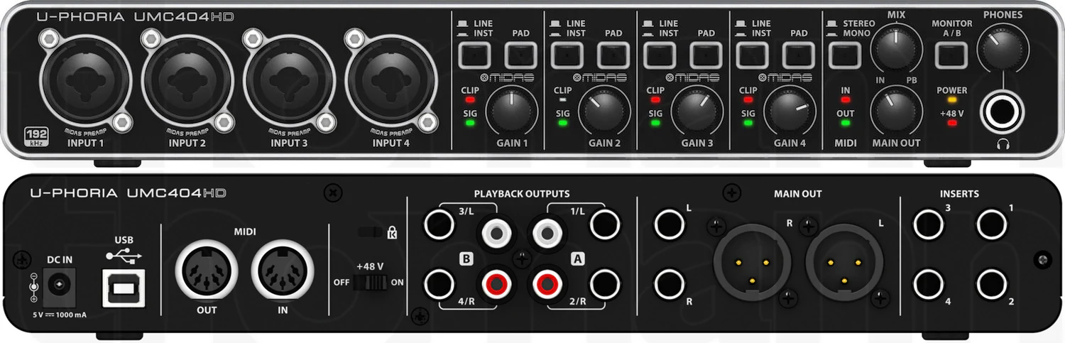 Behringer U-Phoria UMC404HD USB 2.0 Audio Interface - Image 2
