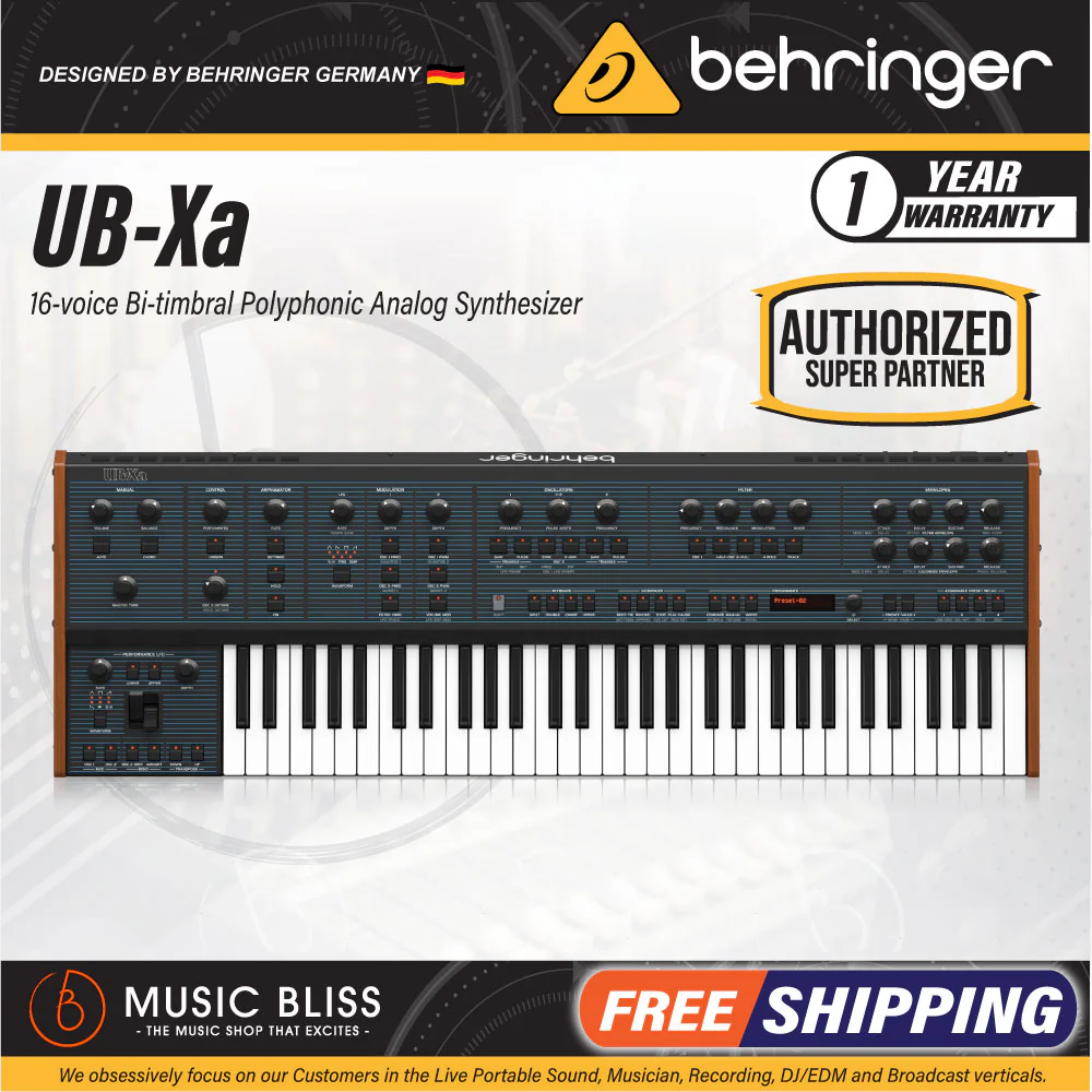 Behringer UB-Xa 16-voice Bi-timbral Polyphonic Analog Synthesizer