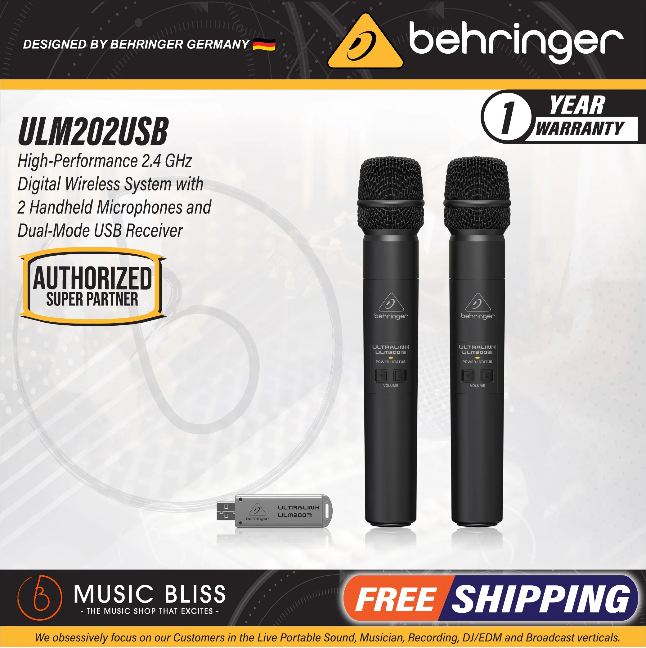Behringer Ultralink ULM202USB Wireless USB Dual Microphone System