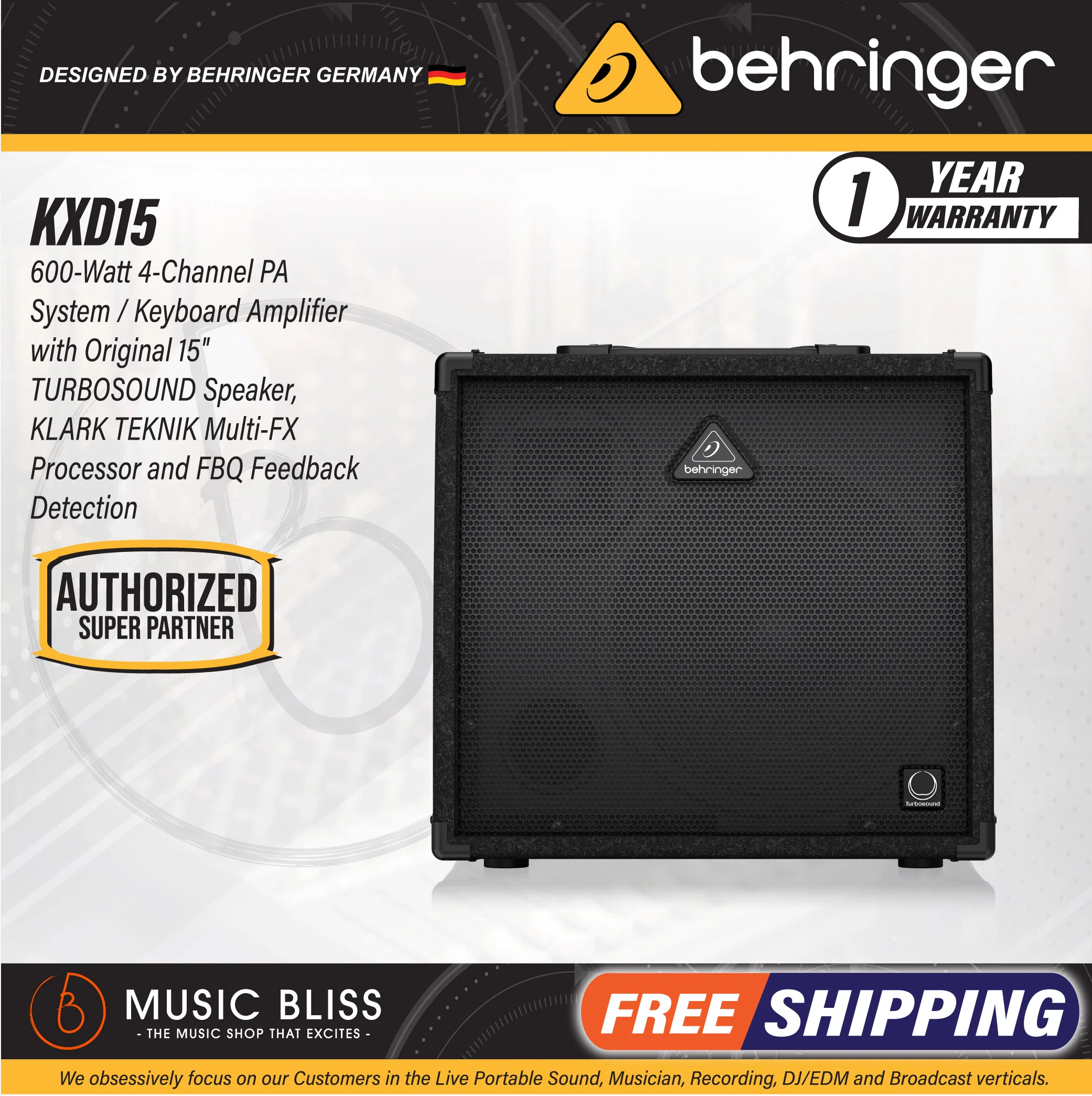 Behringer Ultratone KXD15 600-Watt Keyboard Amplifier