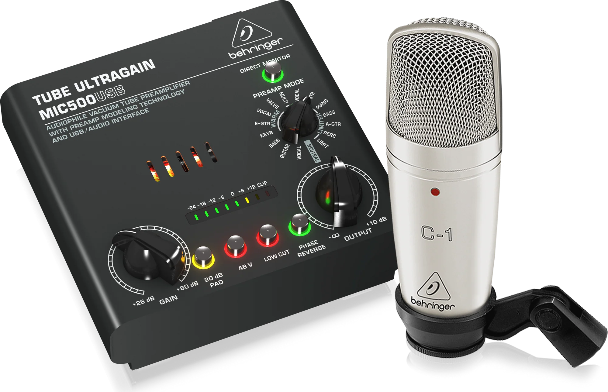 Behringer Voice Studio Recording Bundle - Recording Bundle with Condenser Microphone and Tube Mic Preamp with USB Audio Interface - Image 2